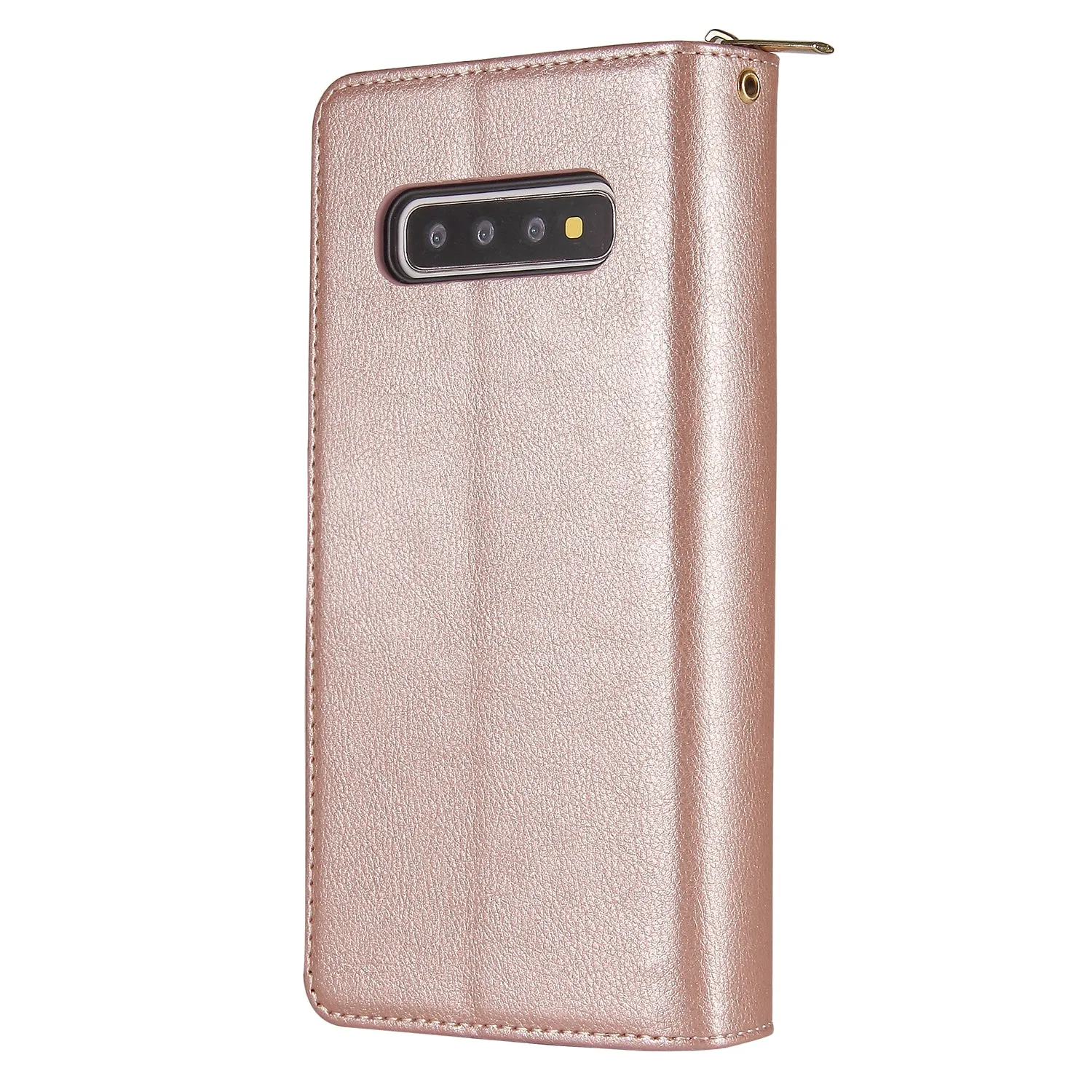 For Samsung S10/S20/S10E/ S10 Plus Pu Leather  Mobile Phone Cover Zipper Card Bag   Wrist Strap Red wine