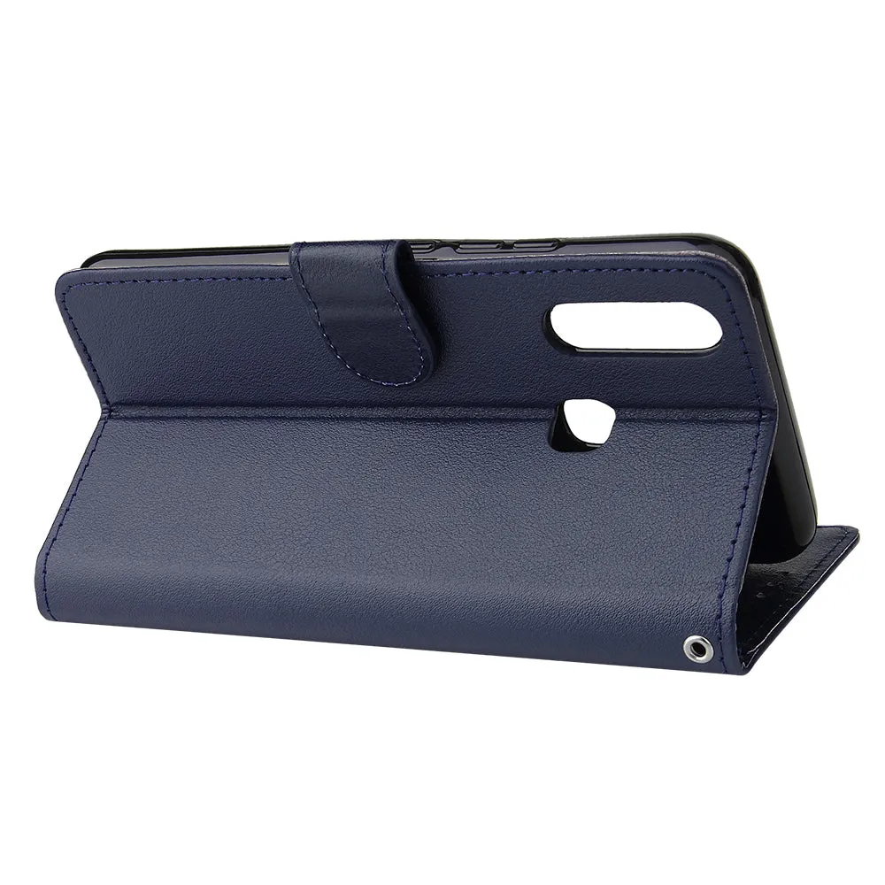 For VIVO Y17 Cellphone Cover PU Leather Shell All-round Protection Mobile Phone Case Precise Cutout Wallet Design Stand Function Blue