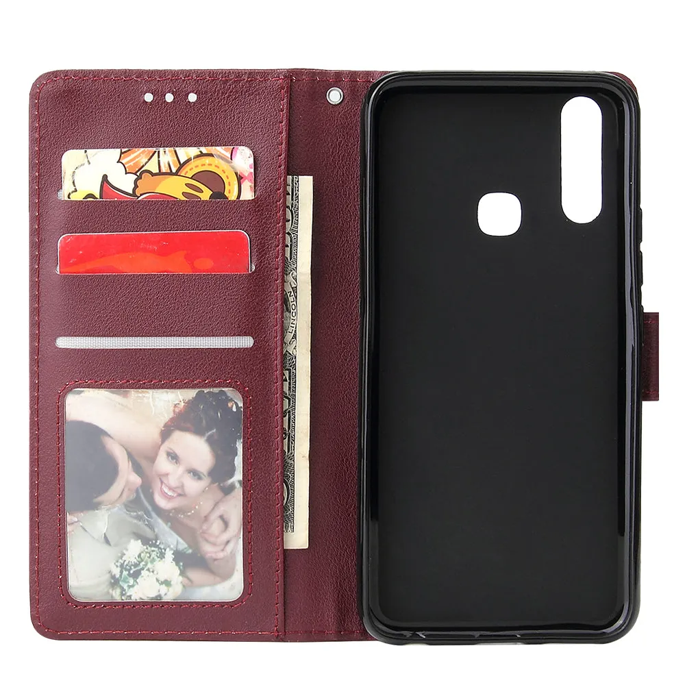 For VIVO Y17 Cellphone Cover PU Leather Shell All-round Protection Mobile Phone Case Precise Cutout Wallet Design Stand Function Blue