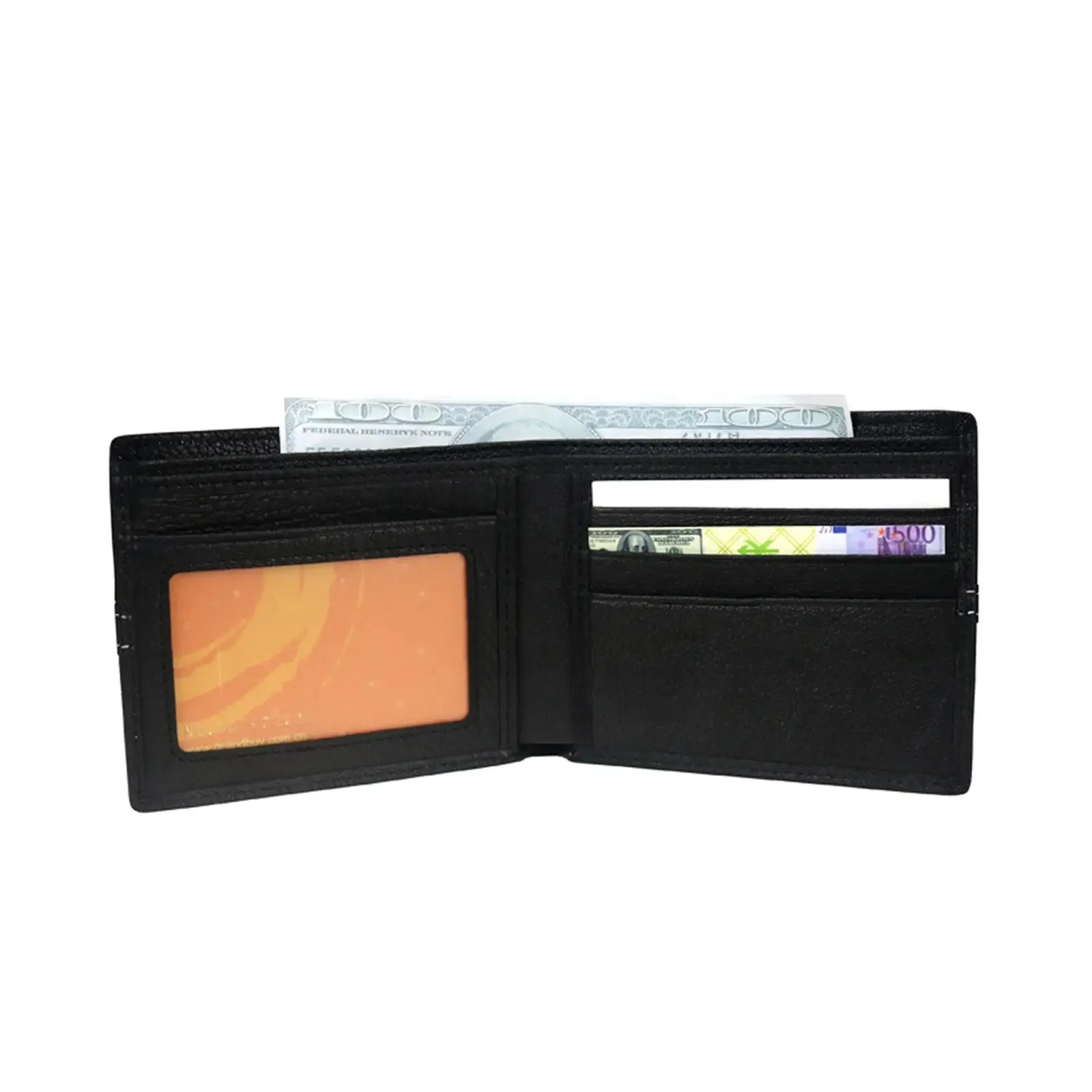 Genuine Leather US Flag Logo Men's Wallet