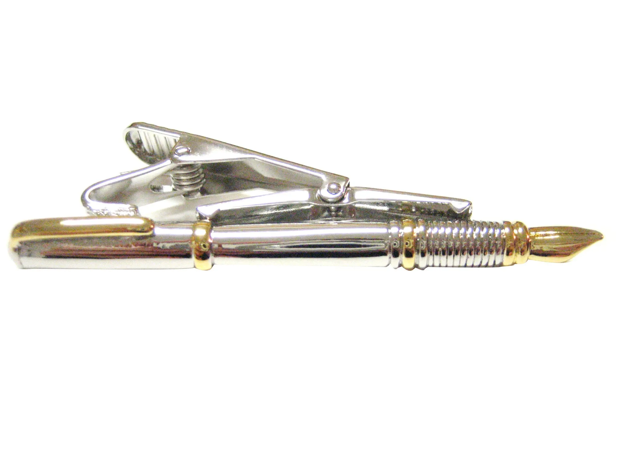 Gold and Silver Toned Fountain Pen Full Length Tie Clip
