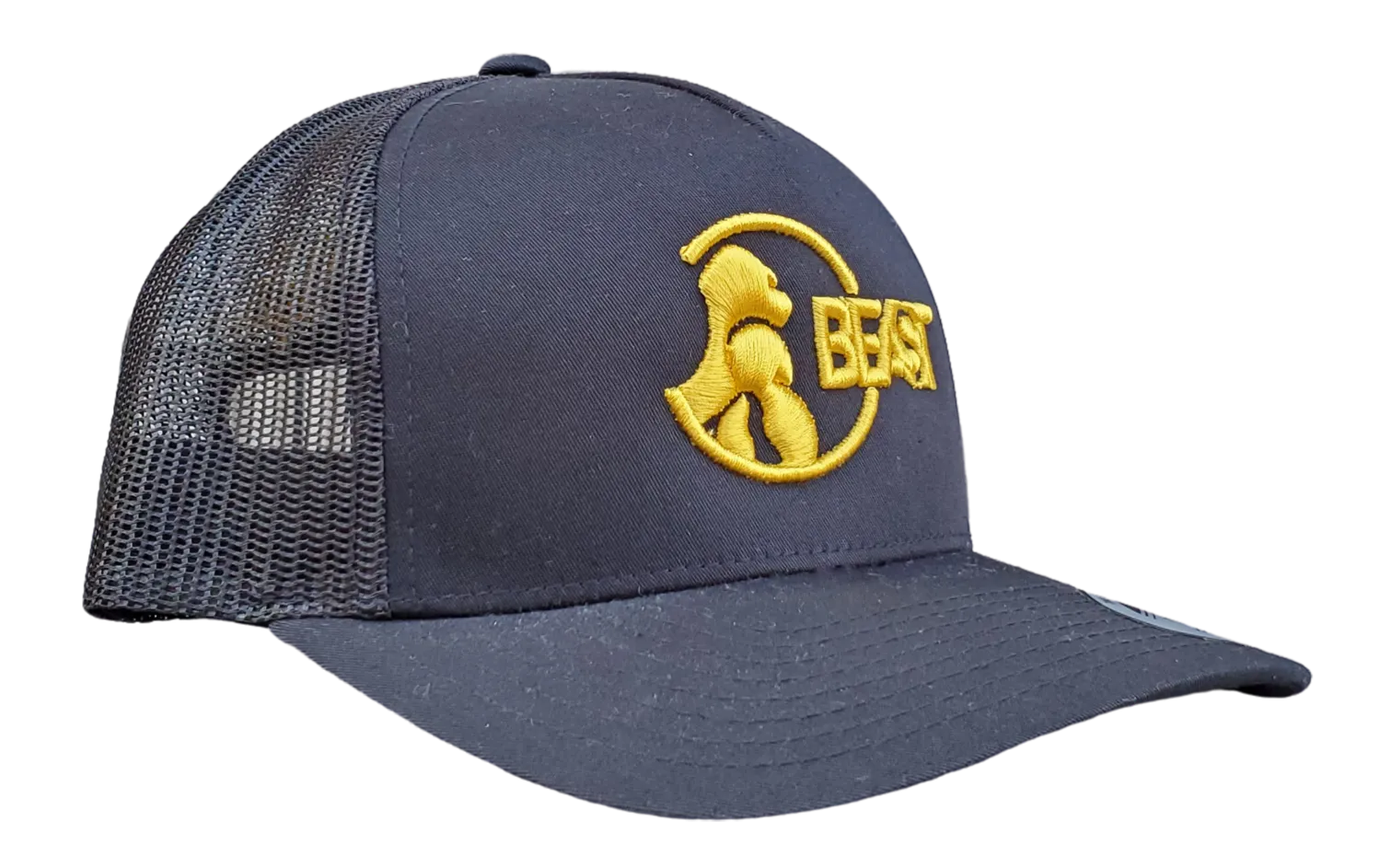 Gorilla Beast Black Trucker Mesh Snapback Cap (Various Logo Colors)