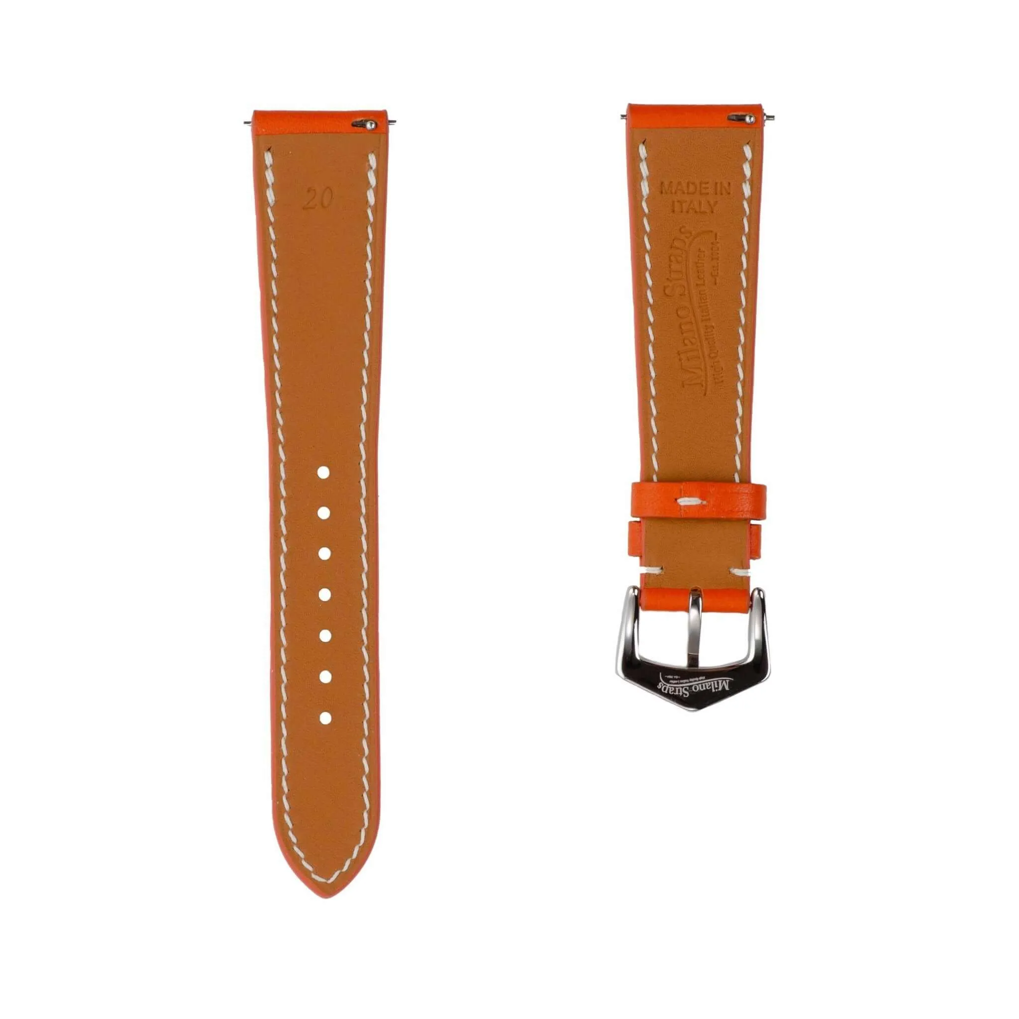 Grand Cavalier Cuir Orange Leather Watch Strap