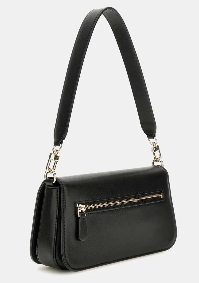 Guess Eco Mietta Flap Shoulder Bag In Black For Women