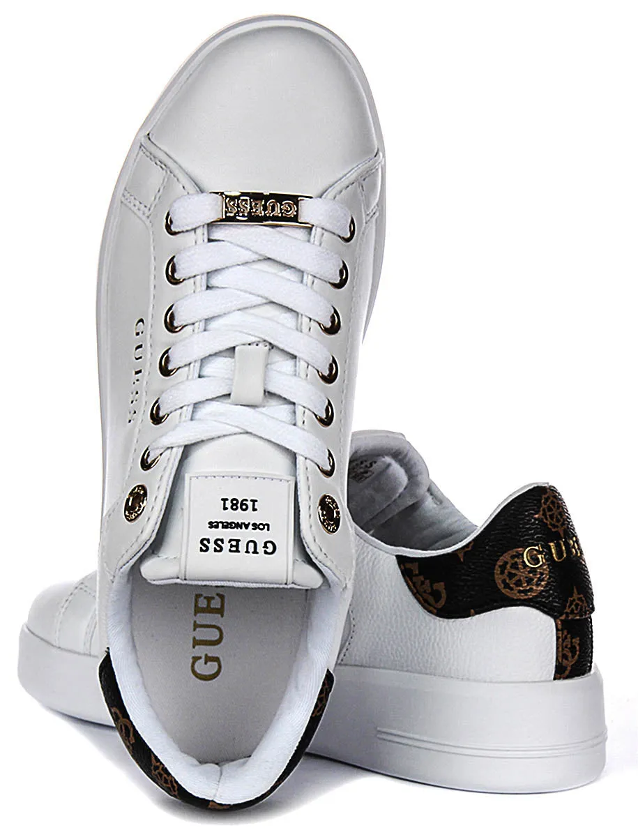 Guess Rok12 4G Peony Sneaker In White Brown For Women