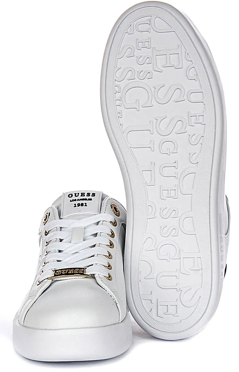 Guess Rok12 4G Peony Sneaker In White Brown For Women