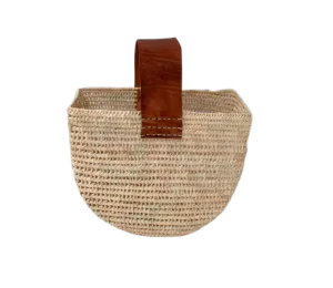 Half Moon Basket with Brown Leather Handle