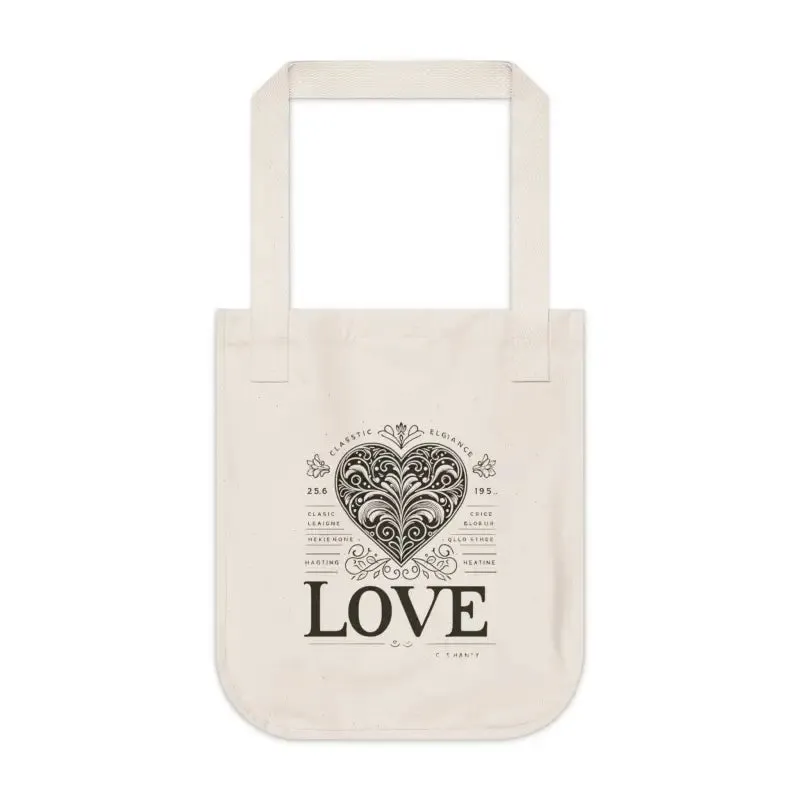 Heart with Love Canvas Tote Bag Organic and Stylish