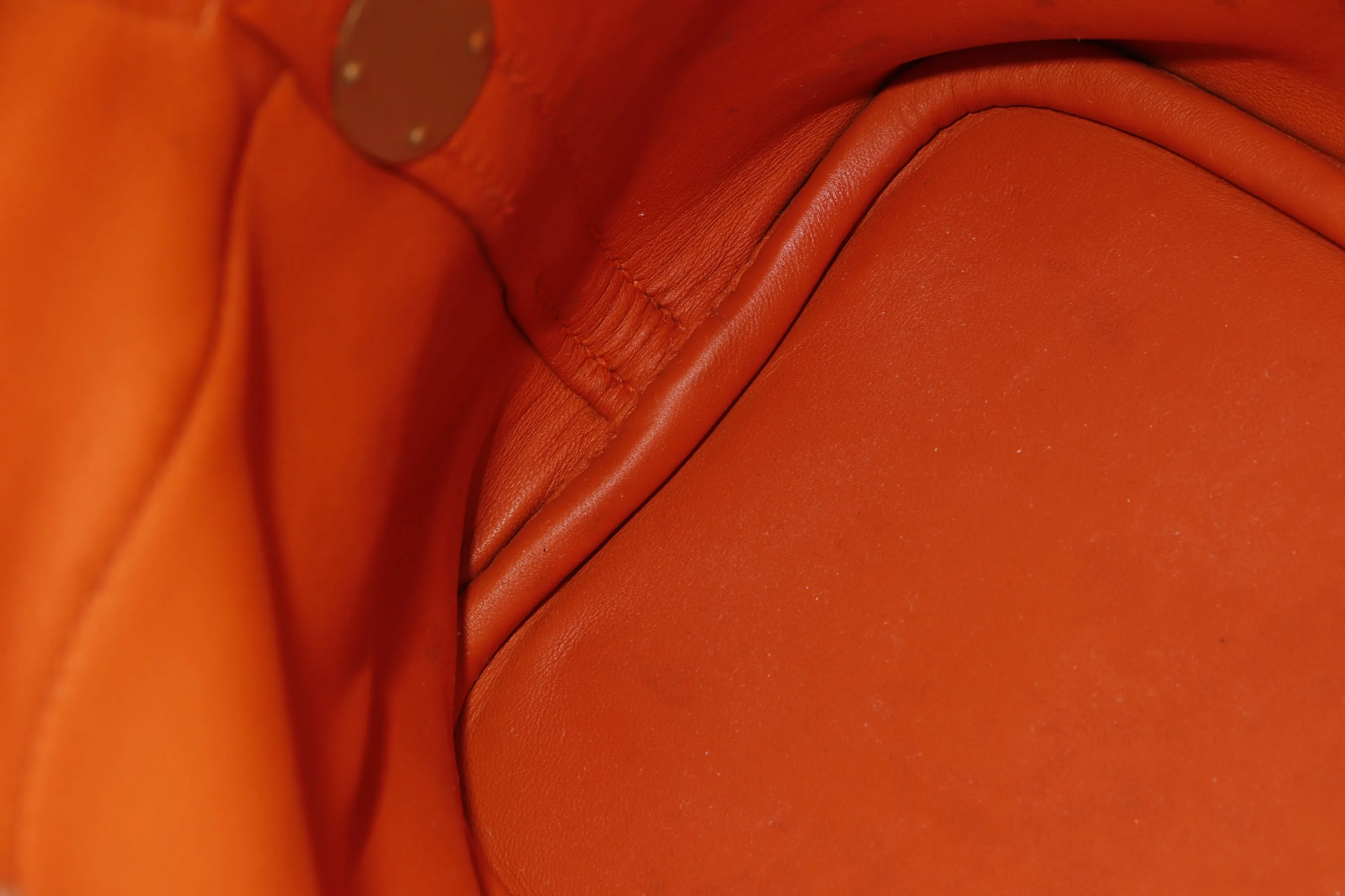HERMES BOLIDE 31 (STAMP M (2009)) FEU COLOR CLEMENCE LEATHER, WITH KEYS, LOCK, STRAP, RAINCOAT & DUST COVER