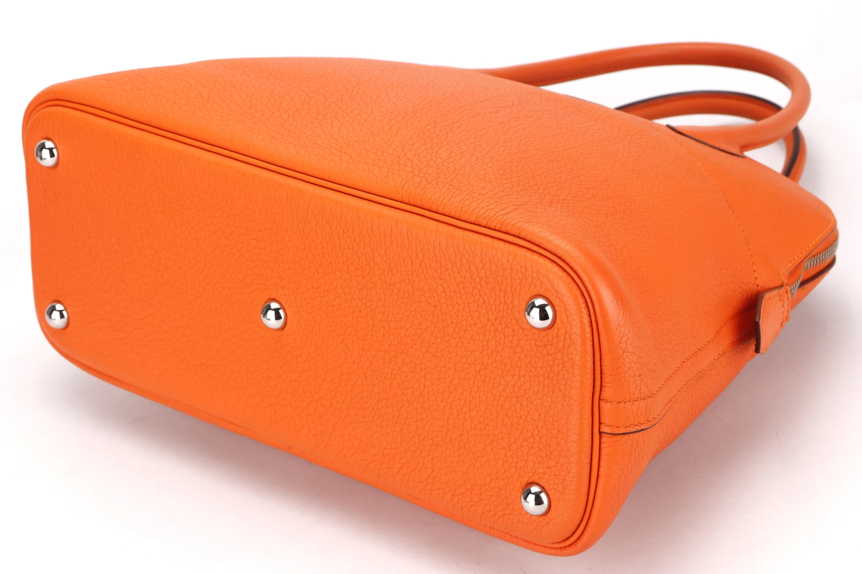 HERMES BOLIDE 31 (STAMP M (2009)) FEU COLOR CLEMENCE LEATHER, WITH KEYS, LOCK, STRAP, RAINCOAT & DUST COVER