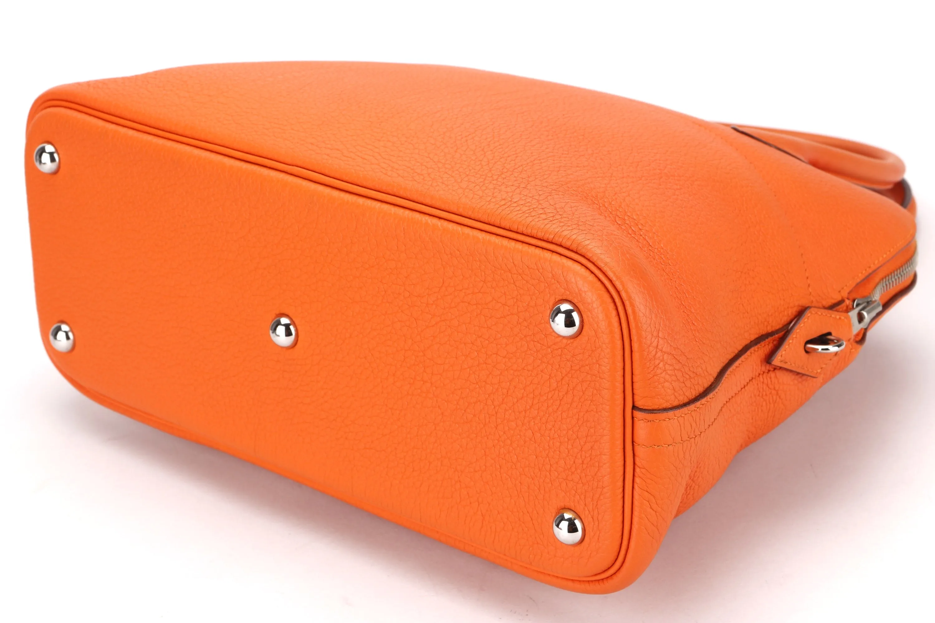 HERMES BOLIDE 31 (STAMP M (2009)) FEU COLOR CLEMENCE LEATHER, WITH KEYS, LOCK, STRAP, RAINCOAT & DUST COVER
