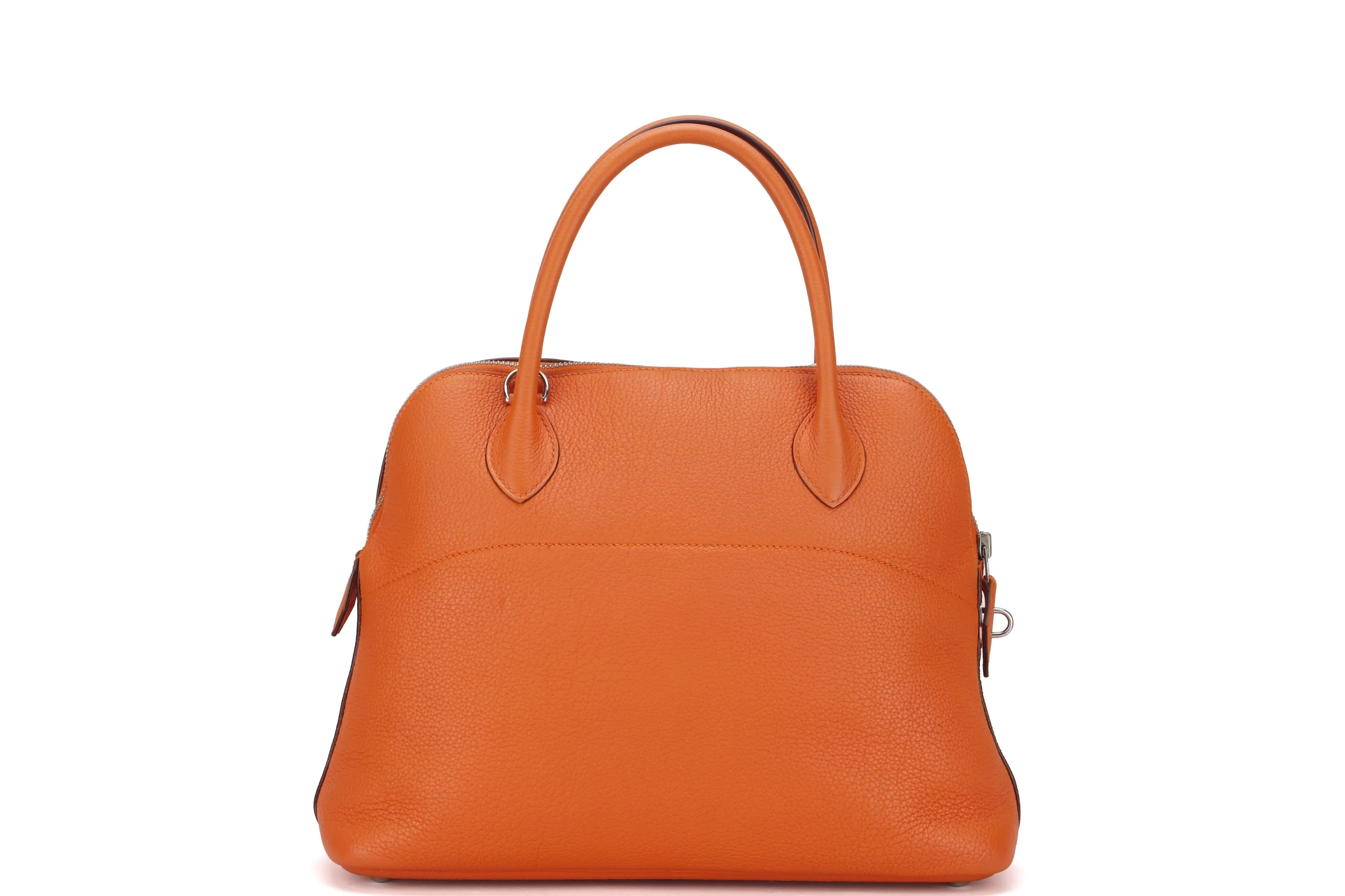 HERMES BOLIDE 31 (STAMP M (2009)) FEU COLOR CLEMENCE LEATHER, WITH KEYS, LOCK, STRAP, RAINCOAT & DUST COVER
