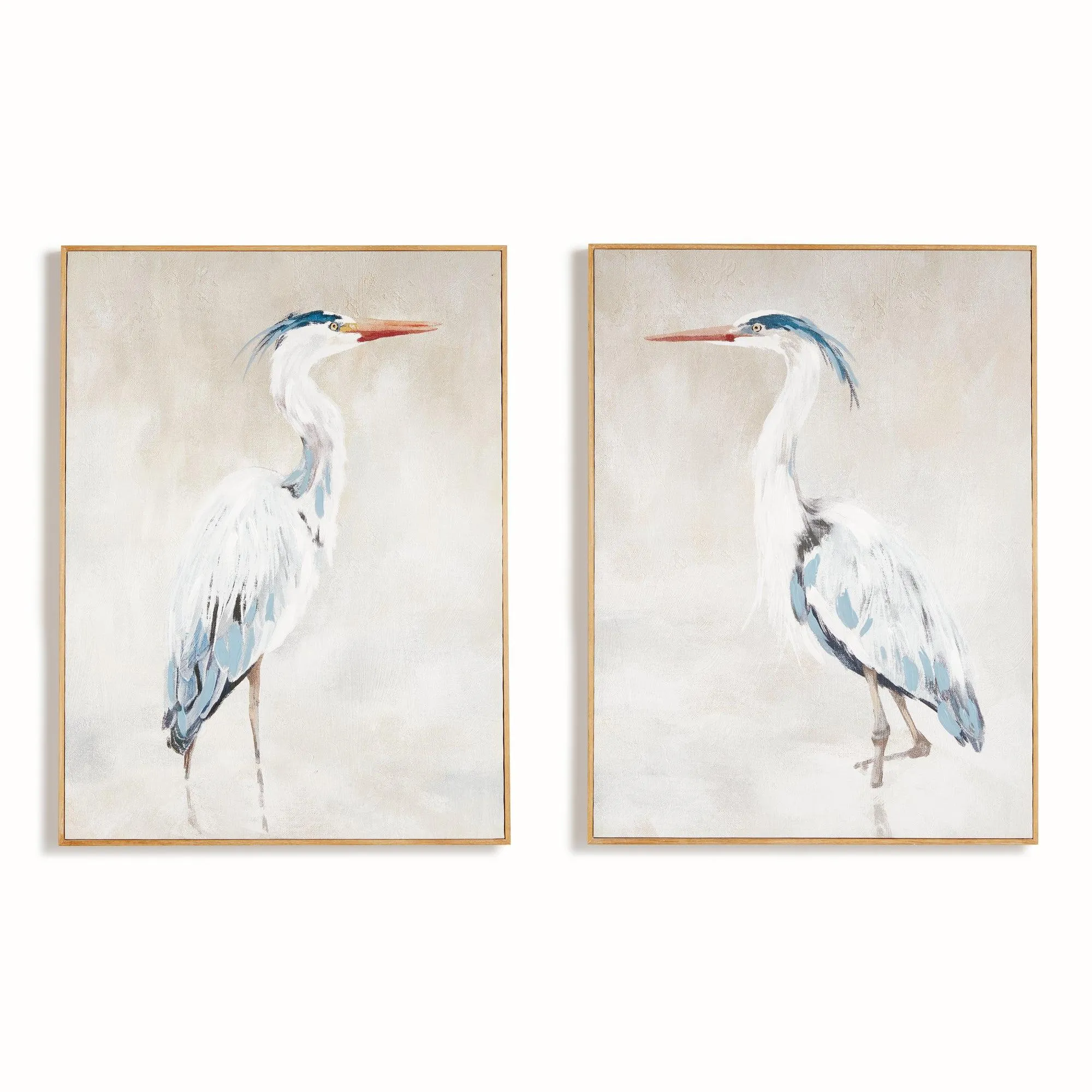 Heron Pair Hand Embellished Giclees, Set Of 2