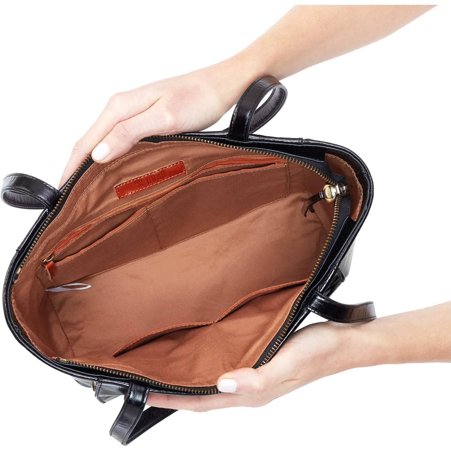 Hobo Haven Tote Black Polished Leather