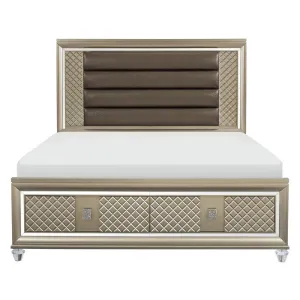 Homelegance Furniture Loudon Queen Platform with Storage Bed in Champagne Metallic 1515-1*