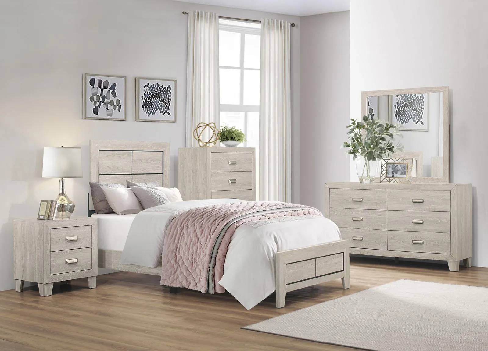Homelegance Furniture Quinby Twin Panel Bed in Light Brown 1525T-1