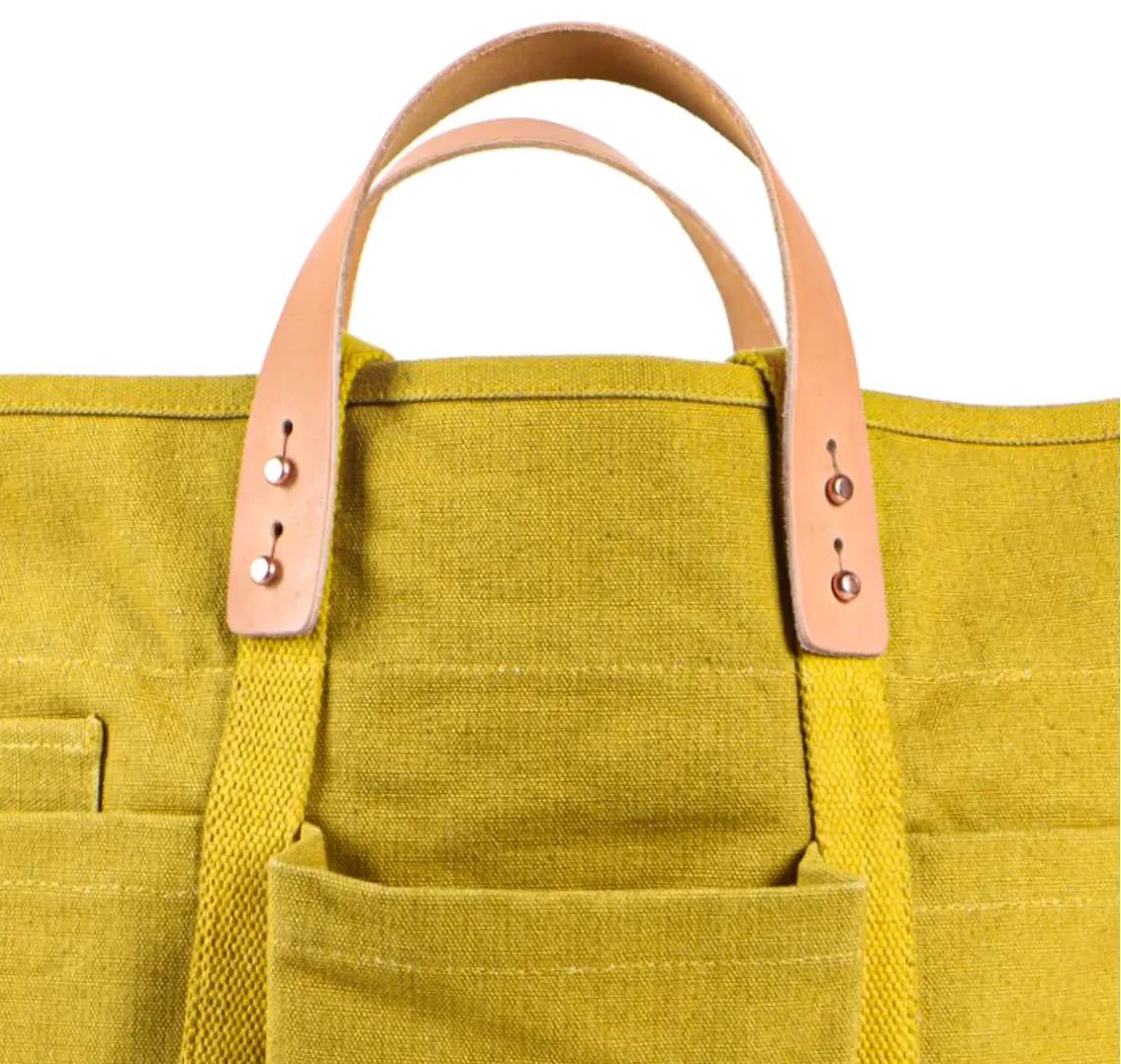IMMODEST COTTON: LARGE E/W CHARTREUSE TOTE