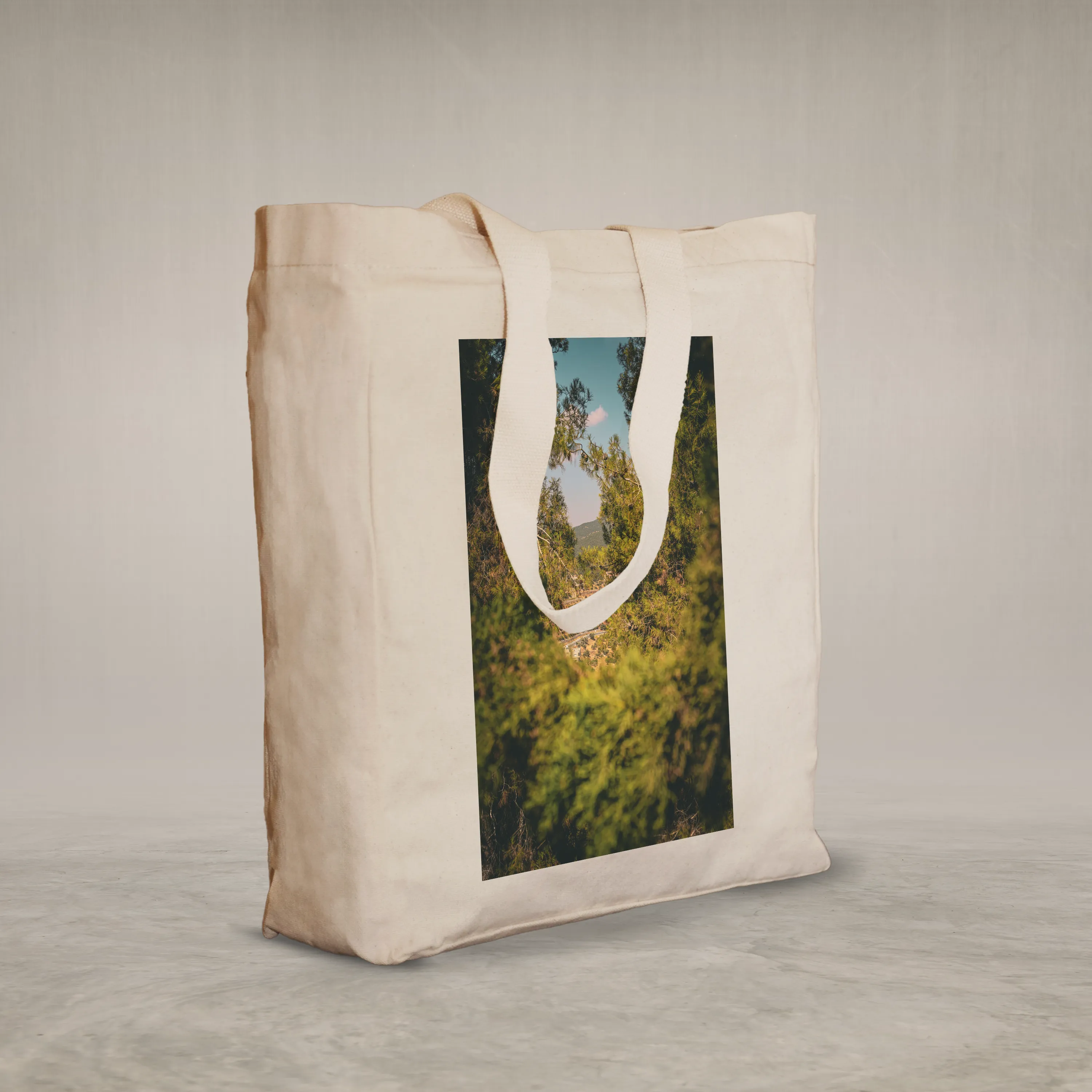 Knitted Handle Canvas Bag