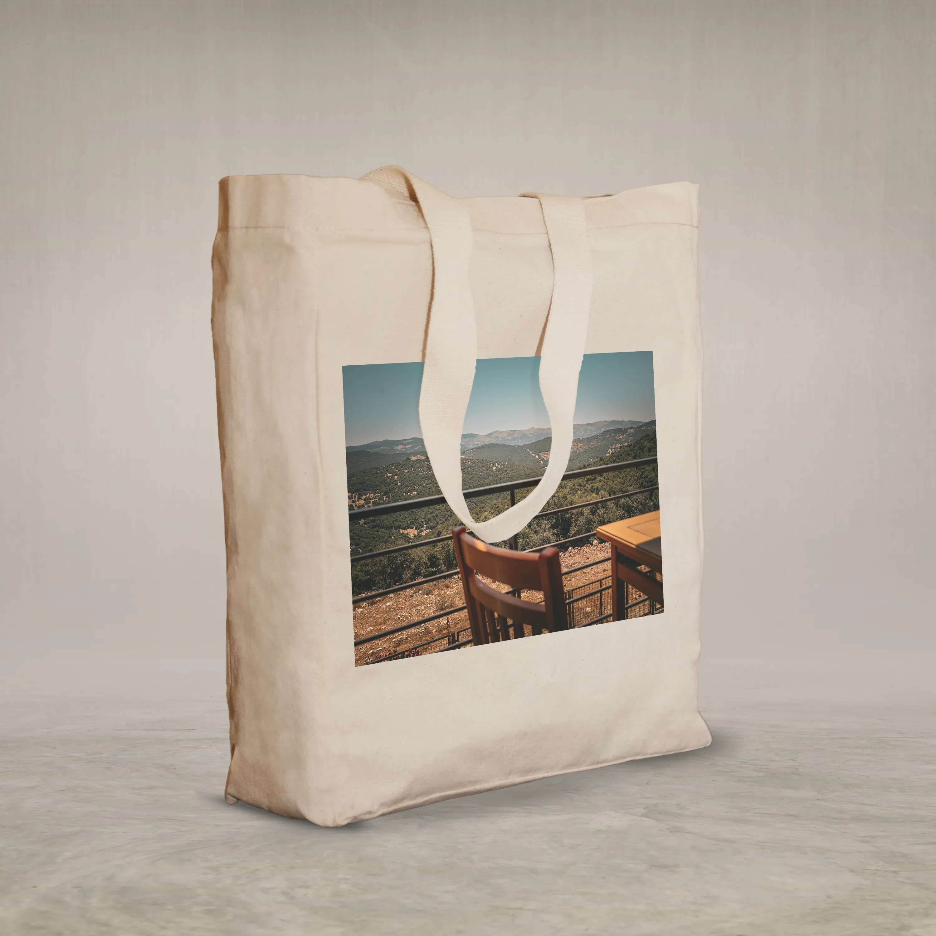 Knitted Handle Canvas Bag