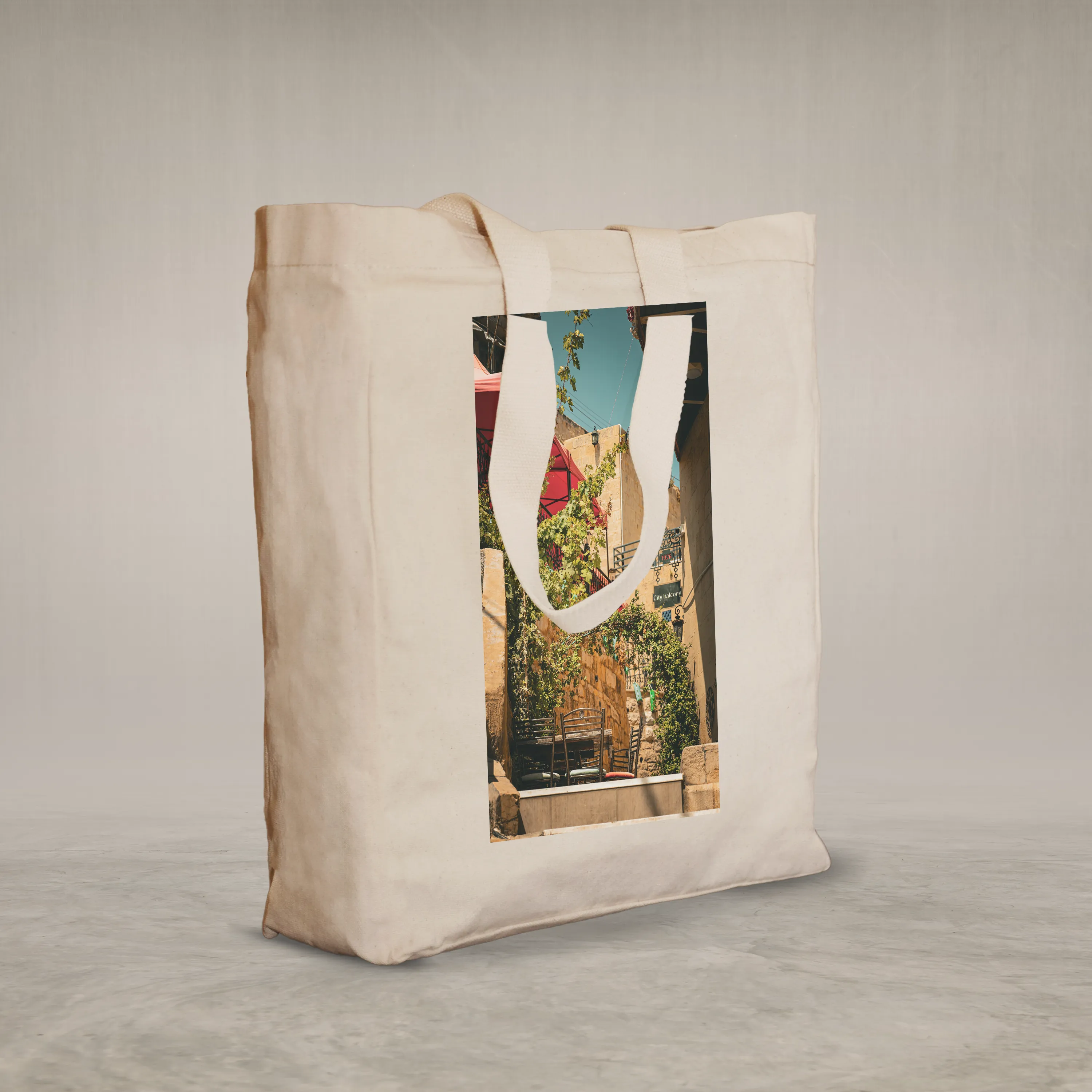 Knitted Handle Canvas Bag
