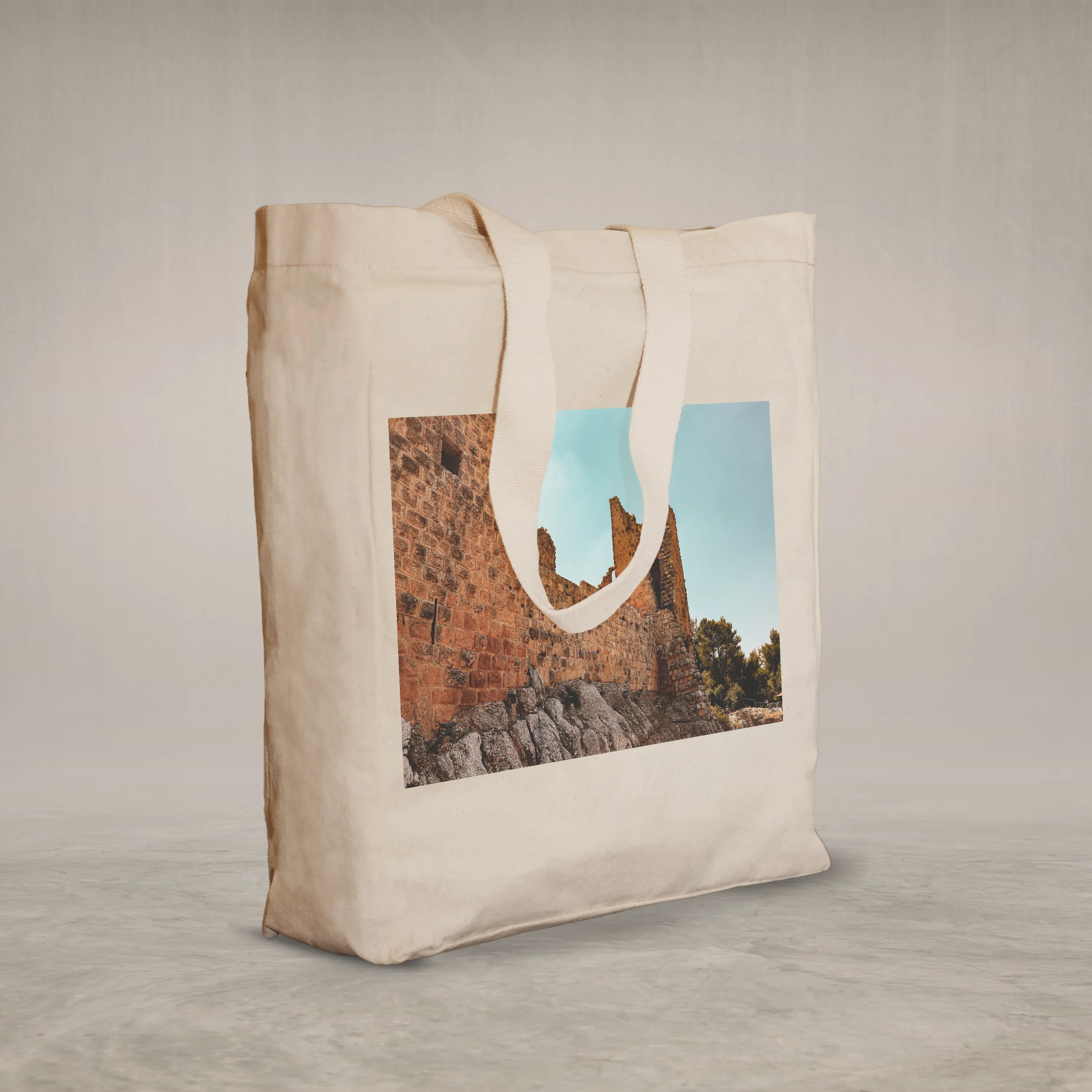 Knitted Handle Canvas Bag