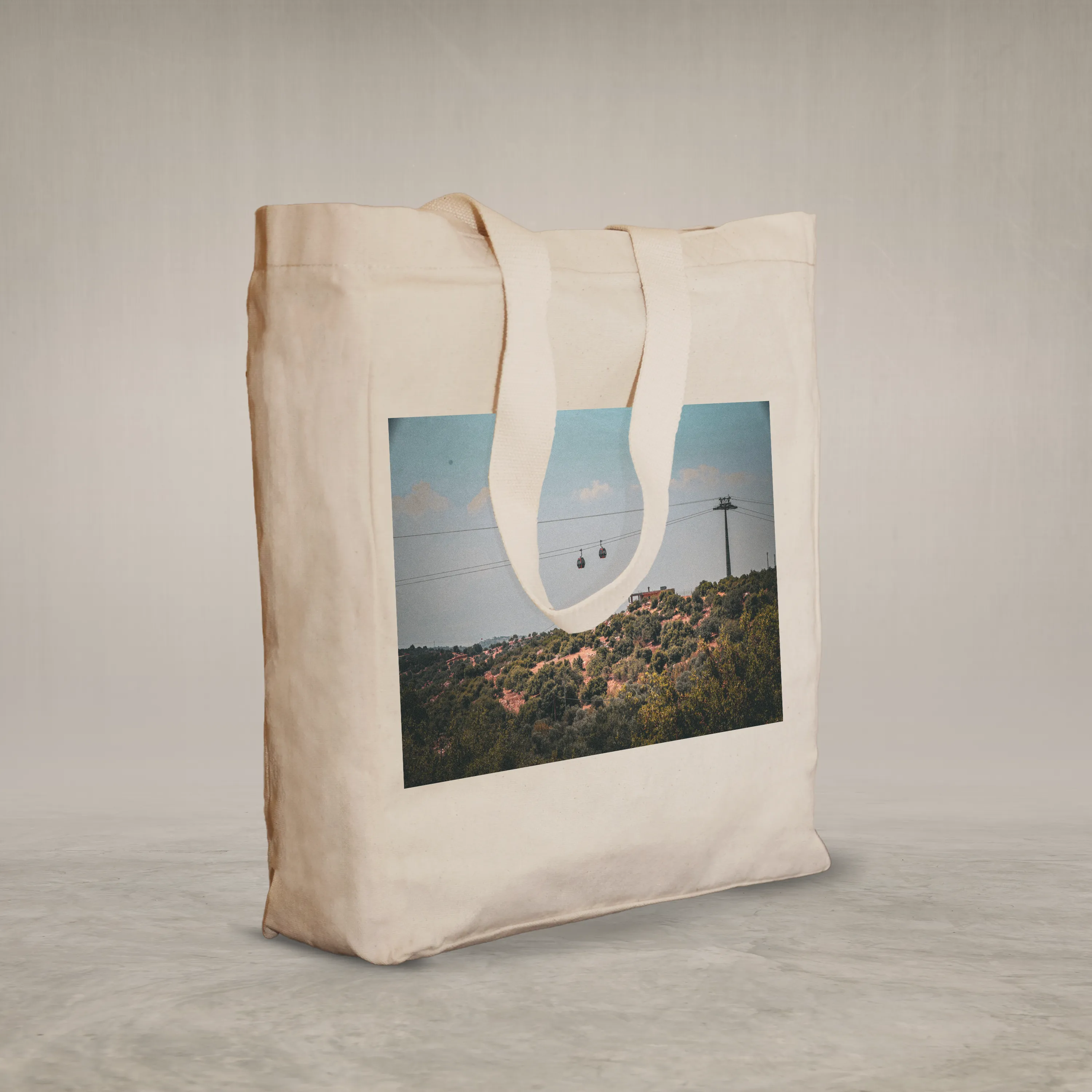 Knitted Handle Canvas Bag
