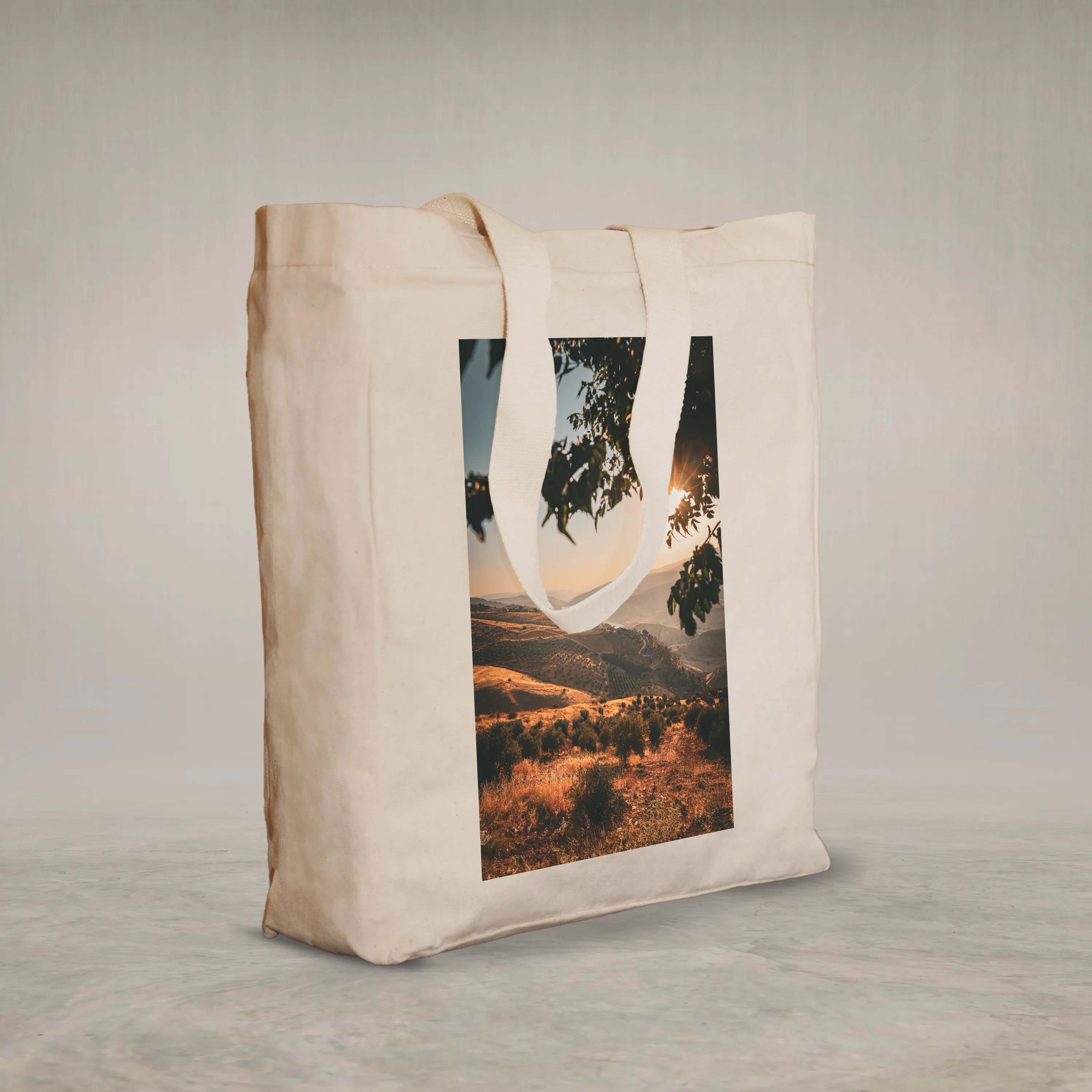 Knitted Handle Canvas Bag