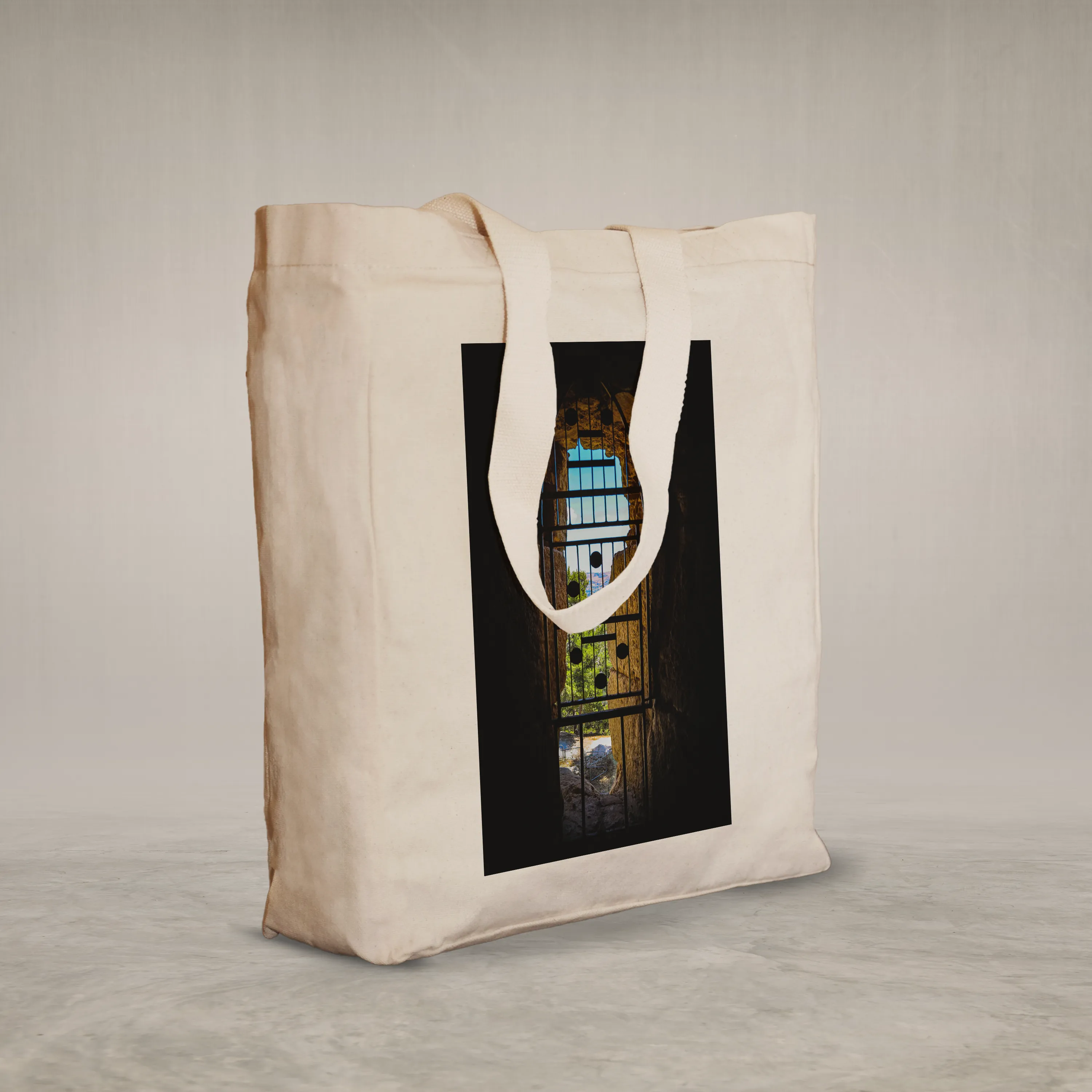 Knitted Handle Canvas Bag