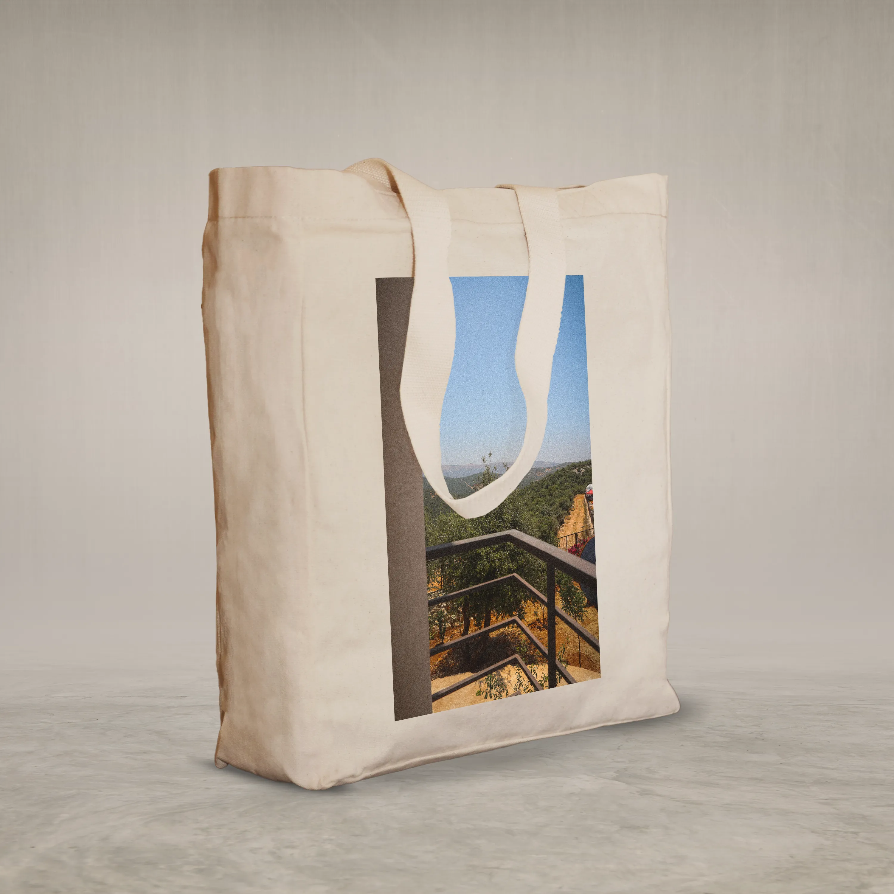 Knitted Handle Canvas Bag