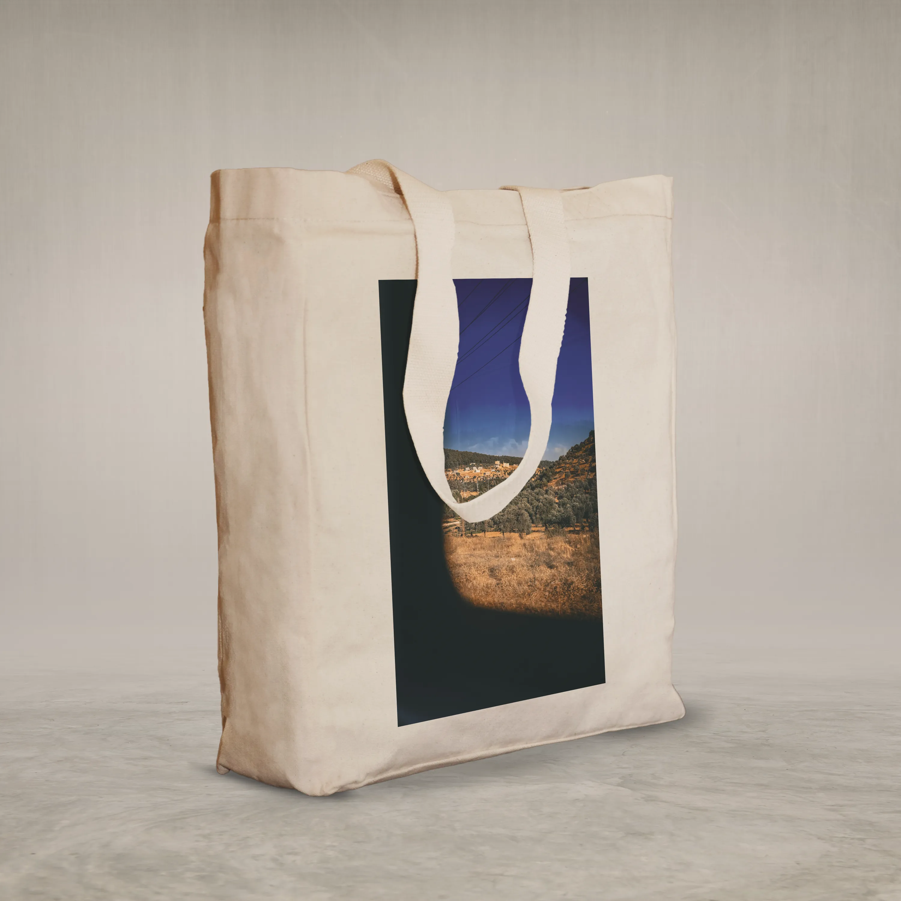 Knitted Handle Canvas Bag