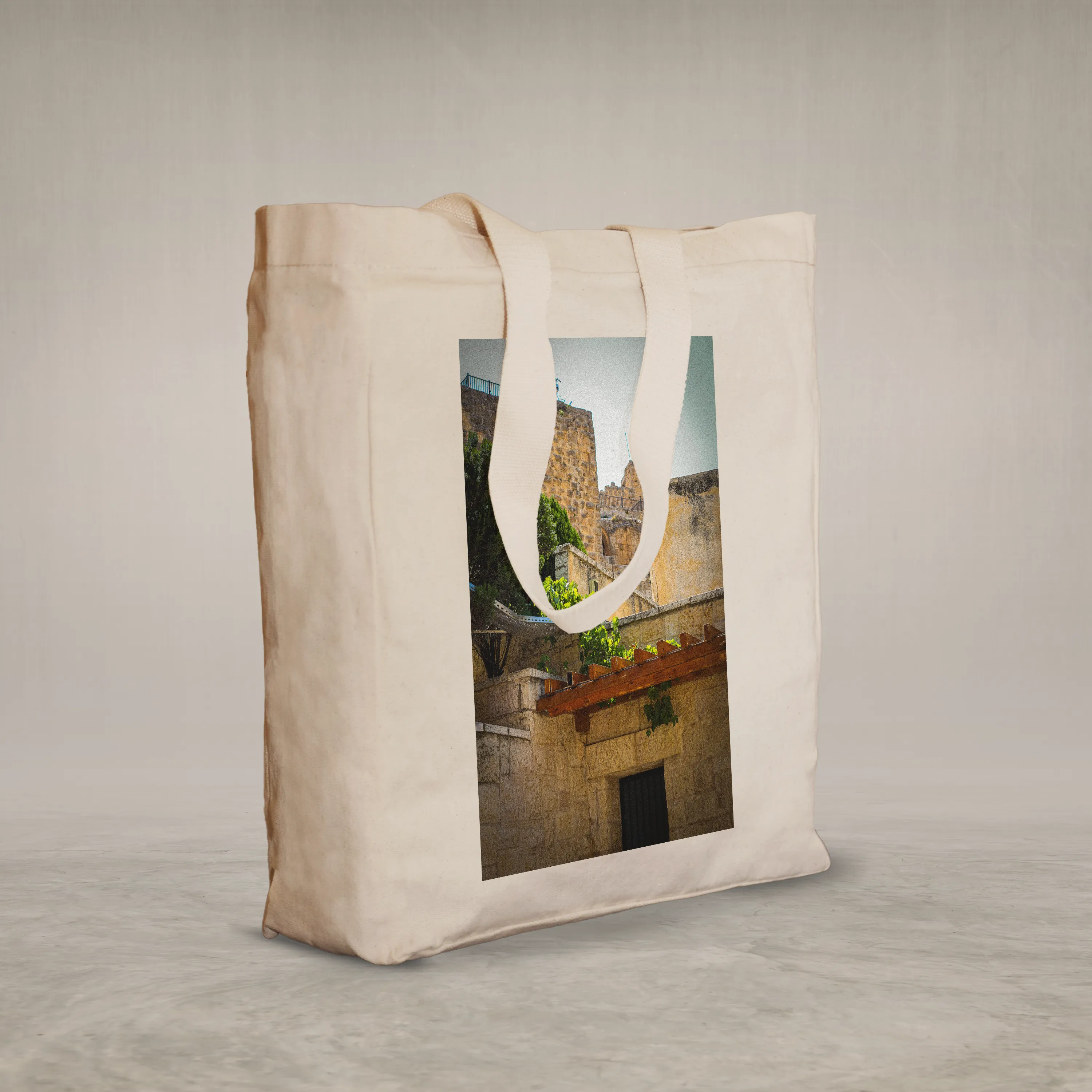 Knitted Handle Canvas Bag