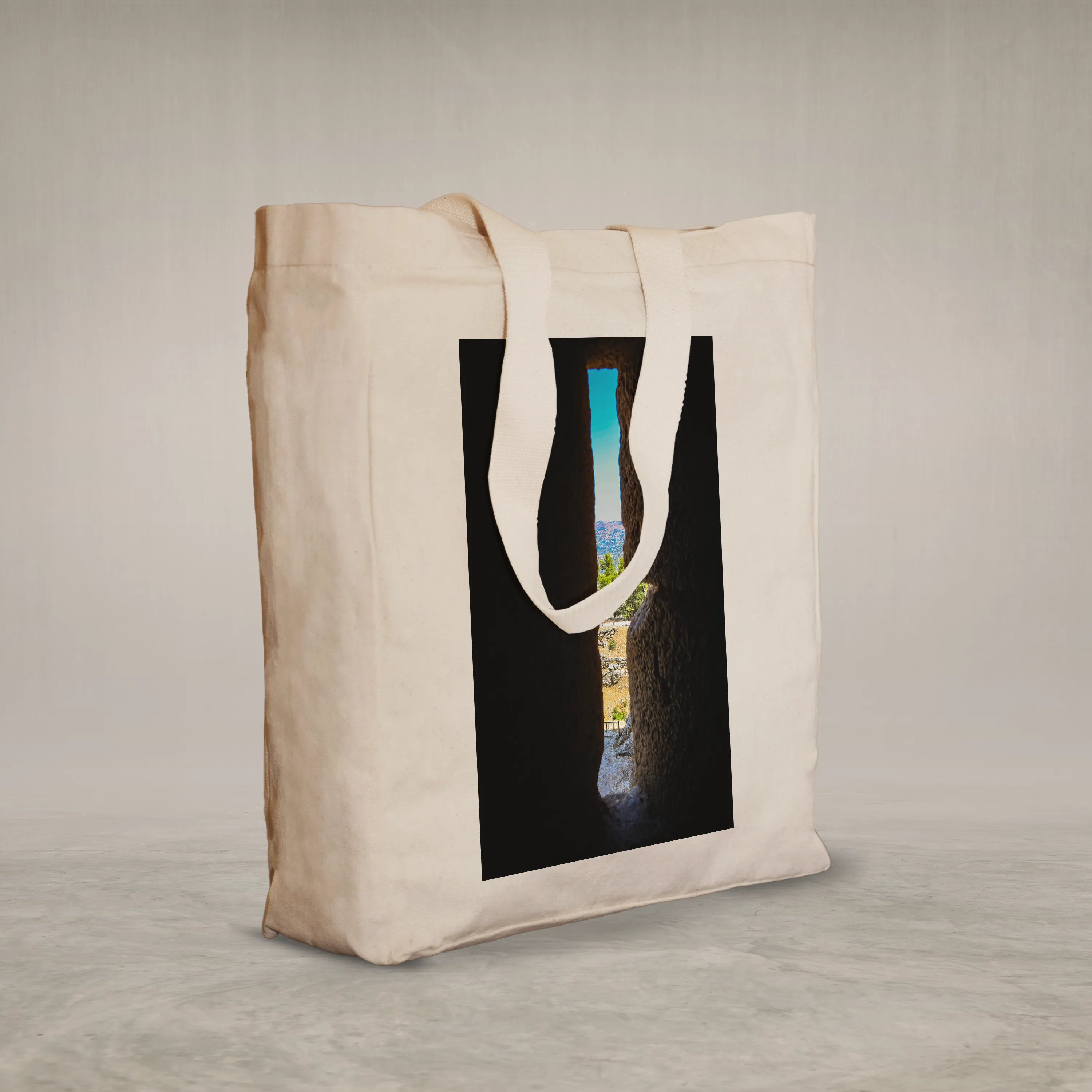 Knitted Handle Canvas Bag