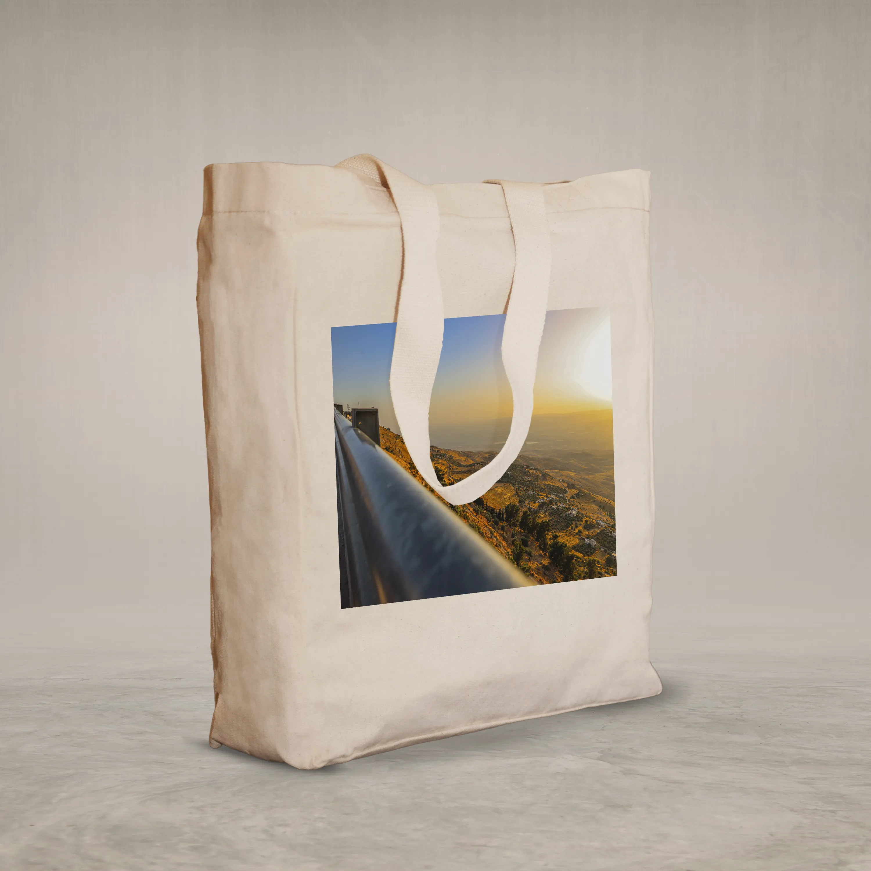 Knitted Handle Canvas Bag