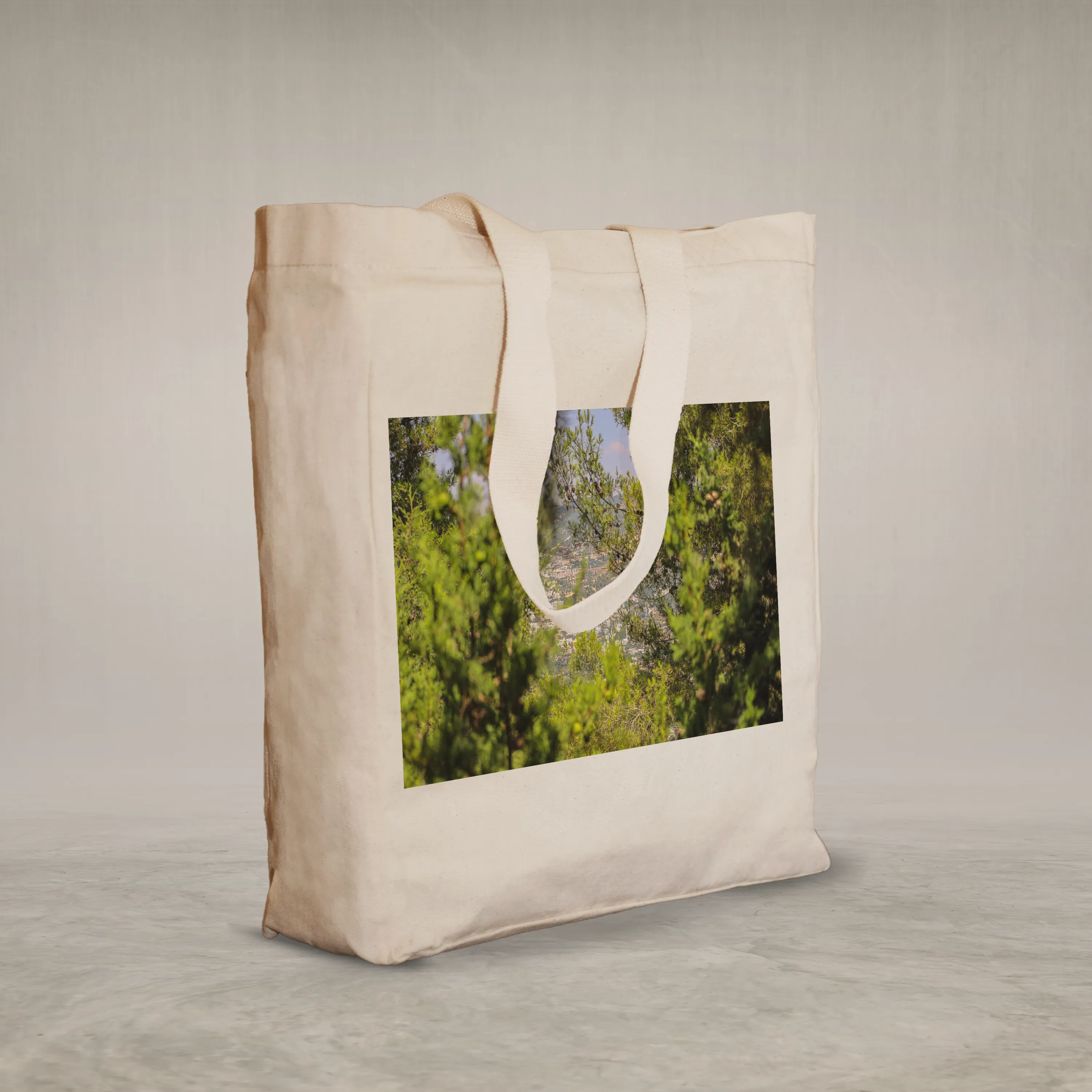 Knitted Handle Canvas Bag