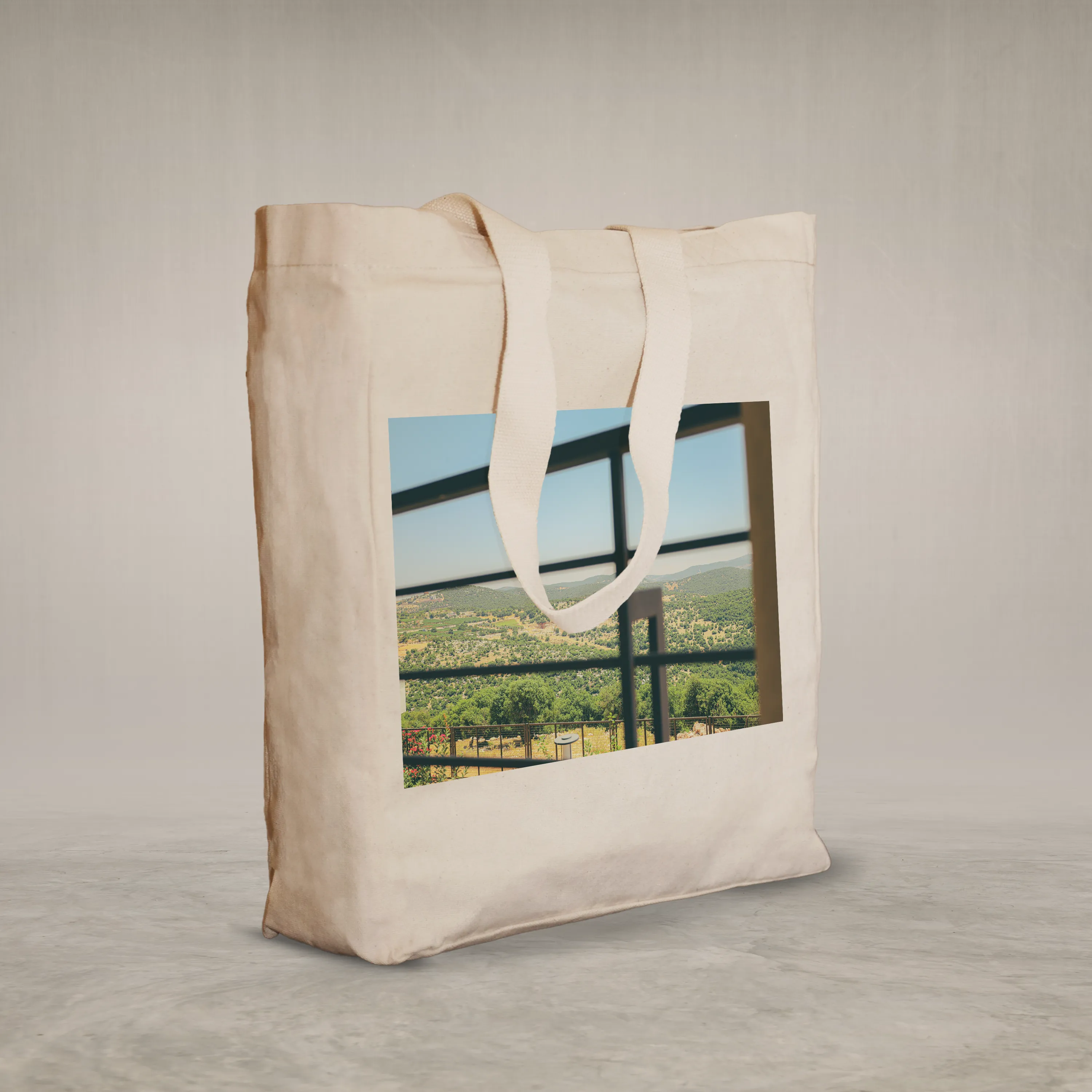 Knitted Handle Canvas Bag