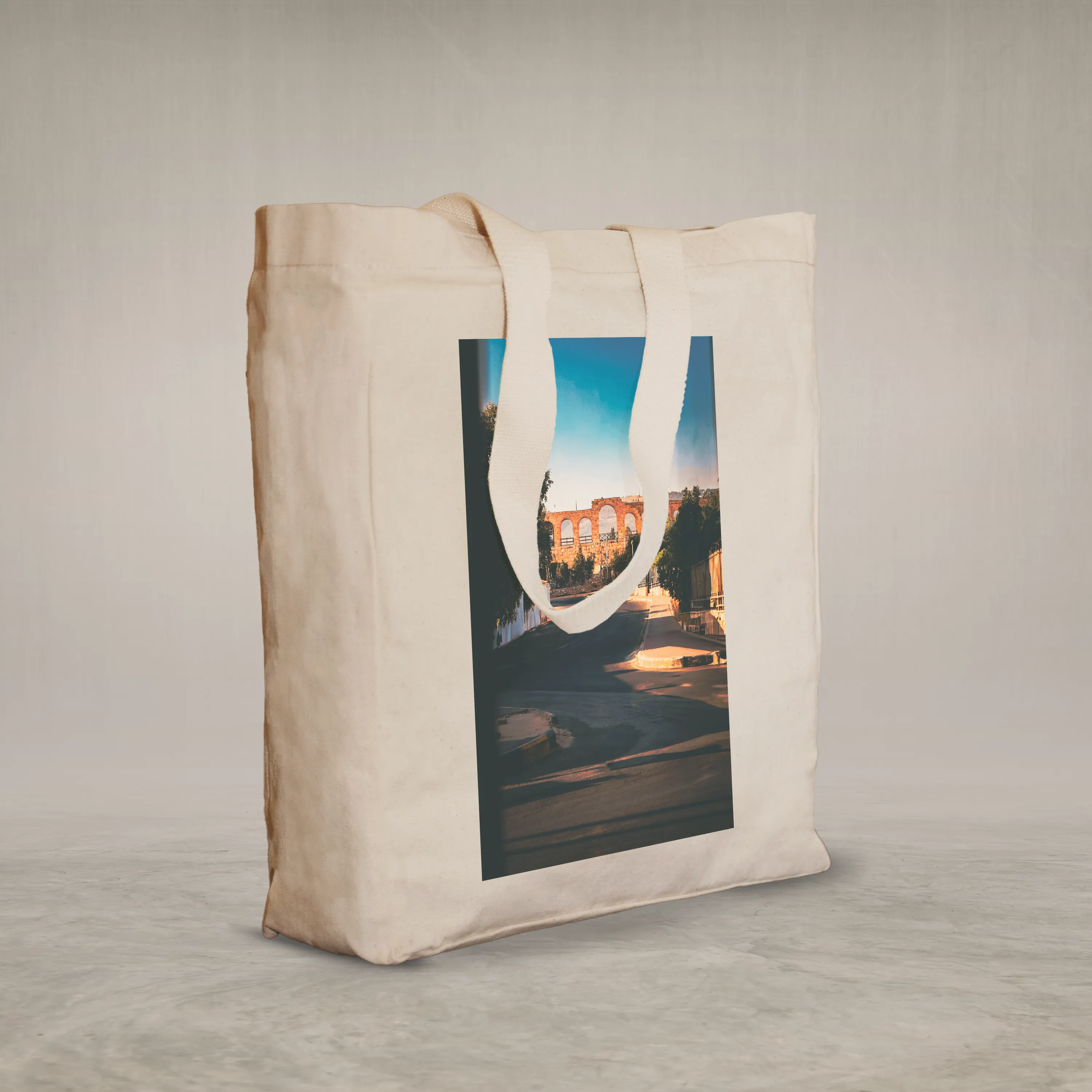 Knitted Handle Canvas Bag