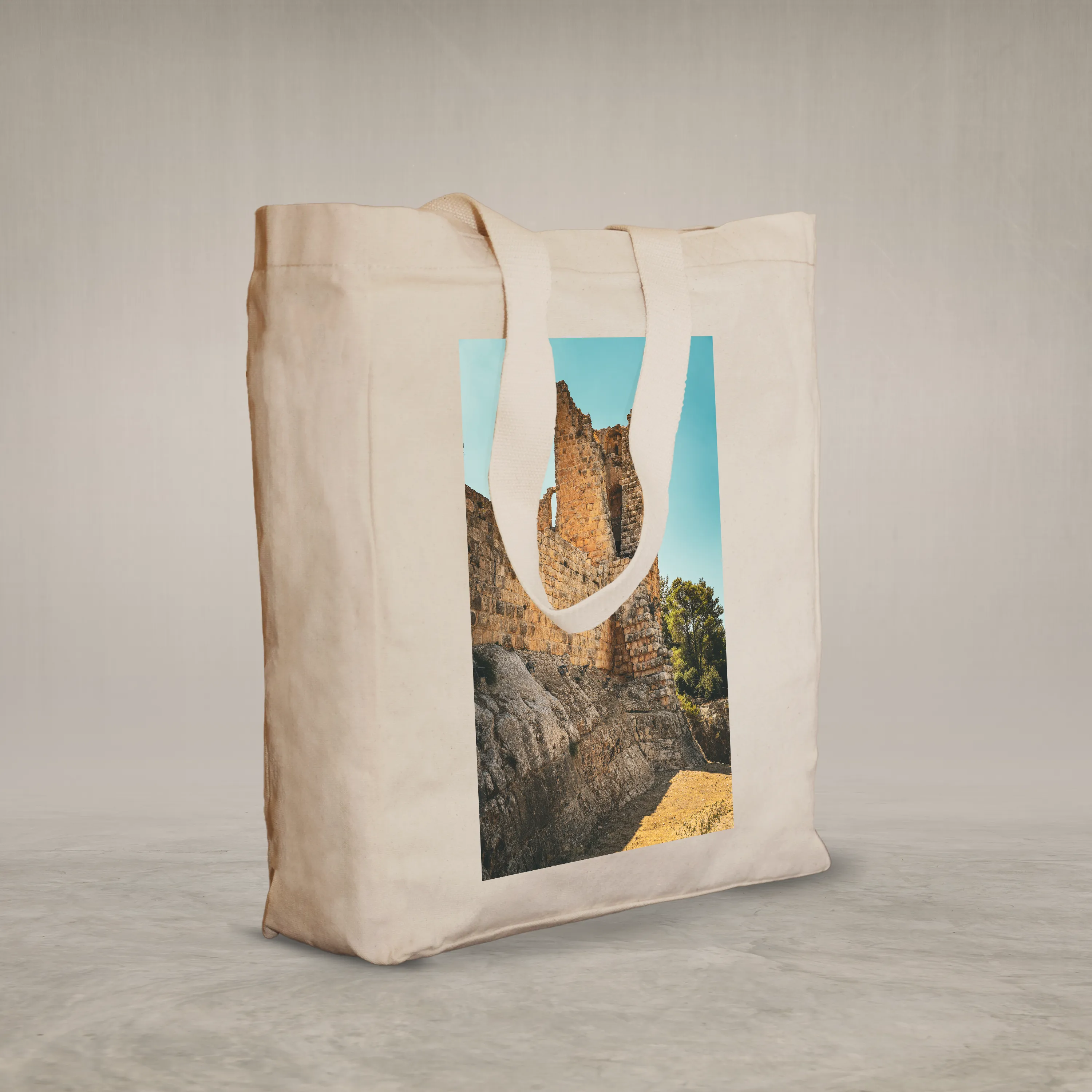 Knitted Handle Canvas Bag