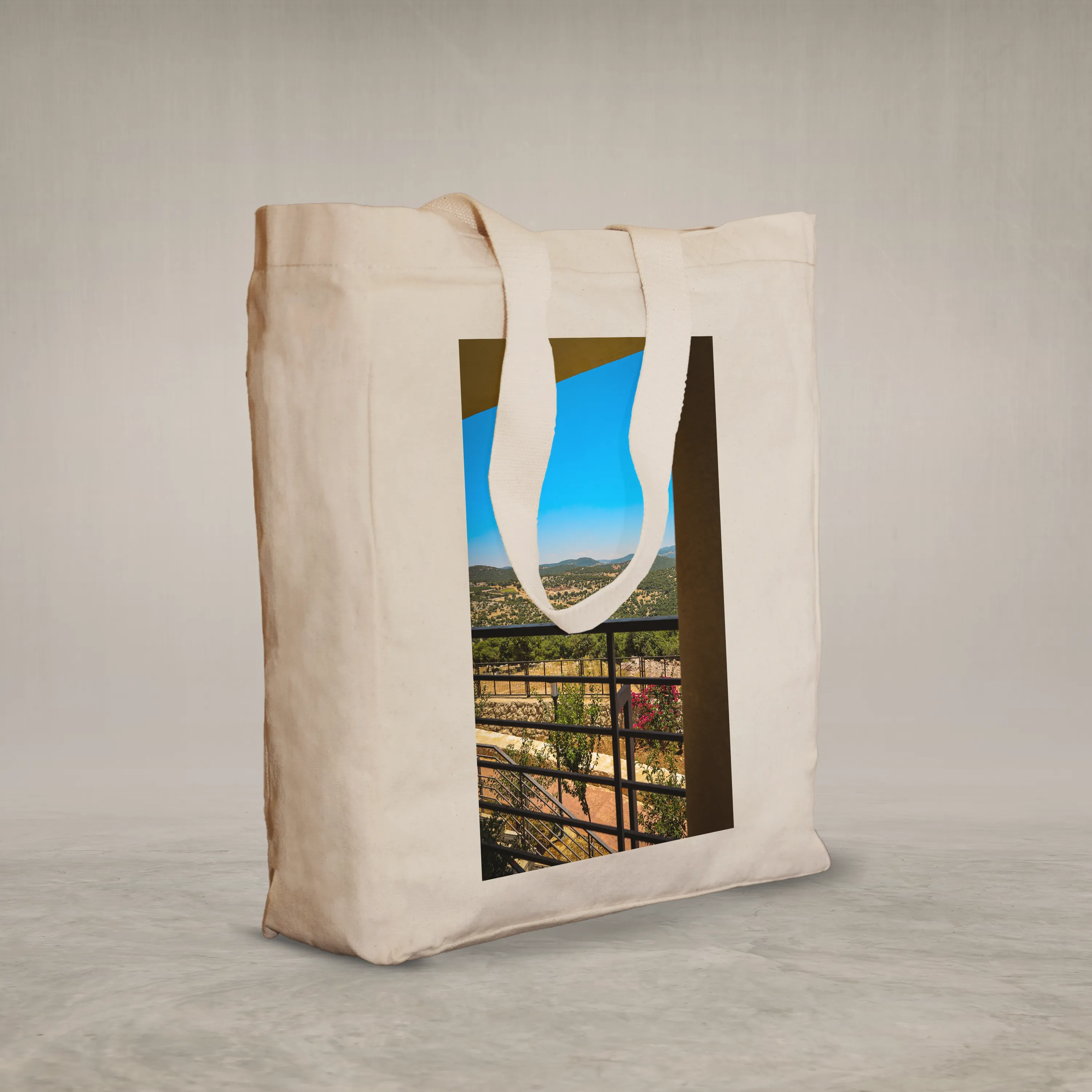 Knitted Handle Canvas Bag