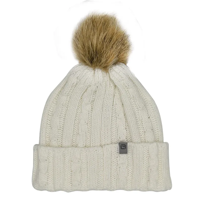 Ladies Alps Faux Fur Pom Knit Beanie