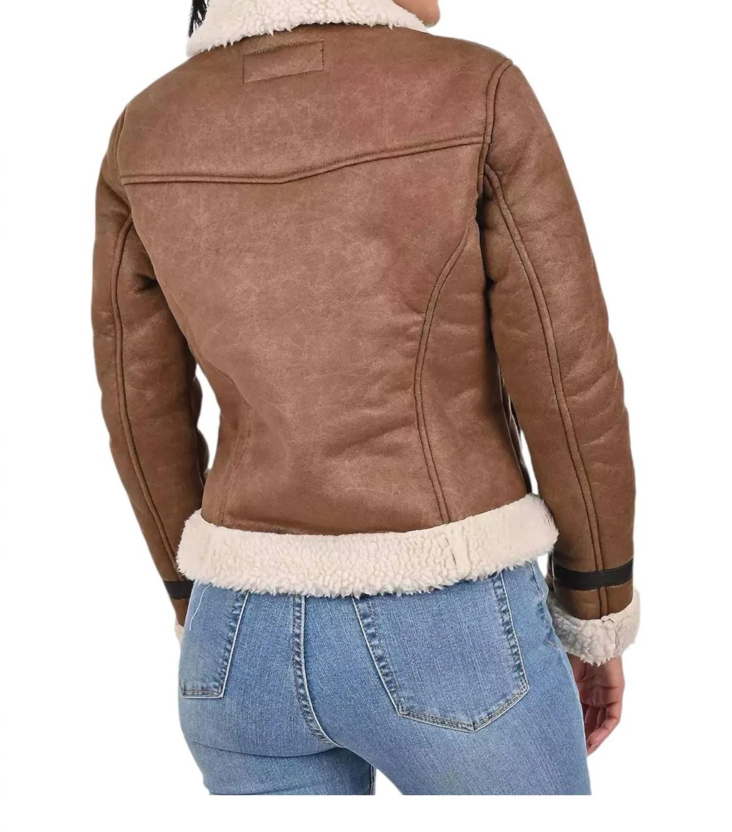 Ladies coat with sheepskin on collar and cuffs