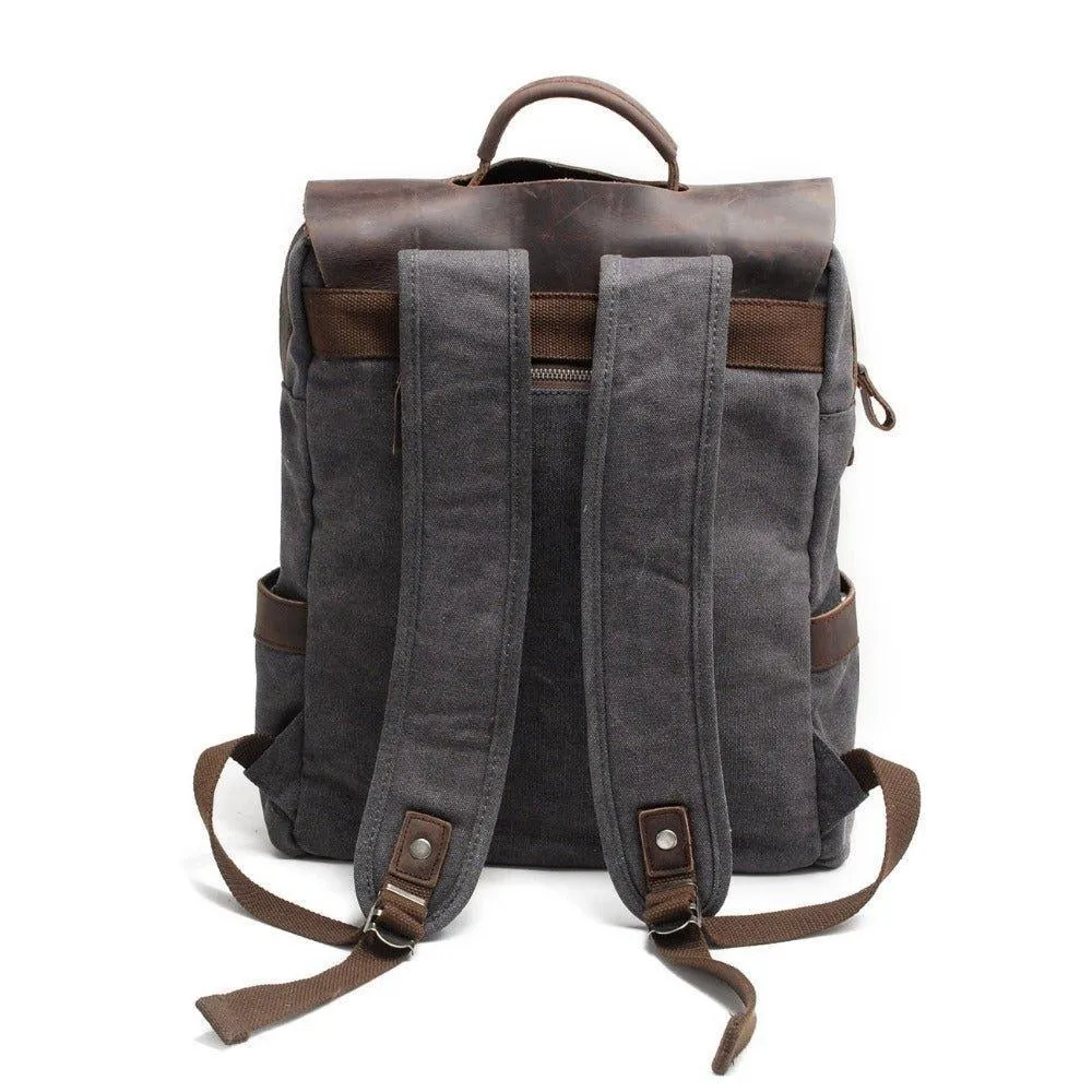 Leather Canvas Backpack 15.6 inch