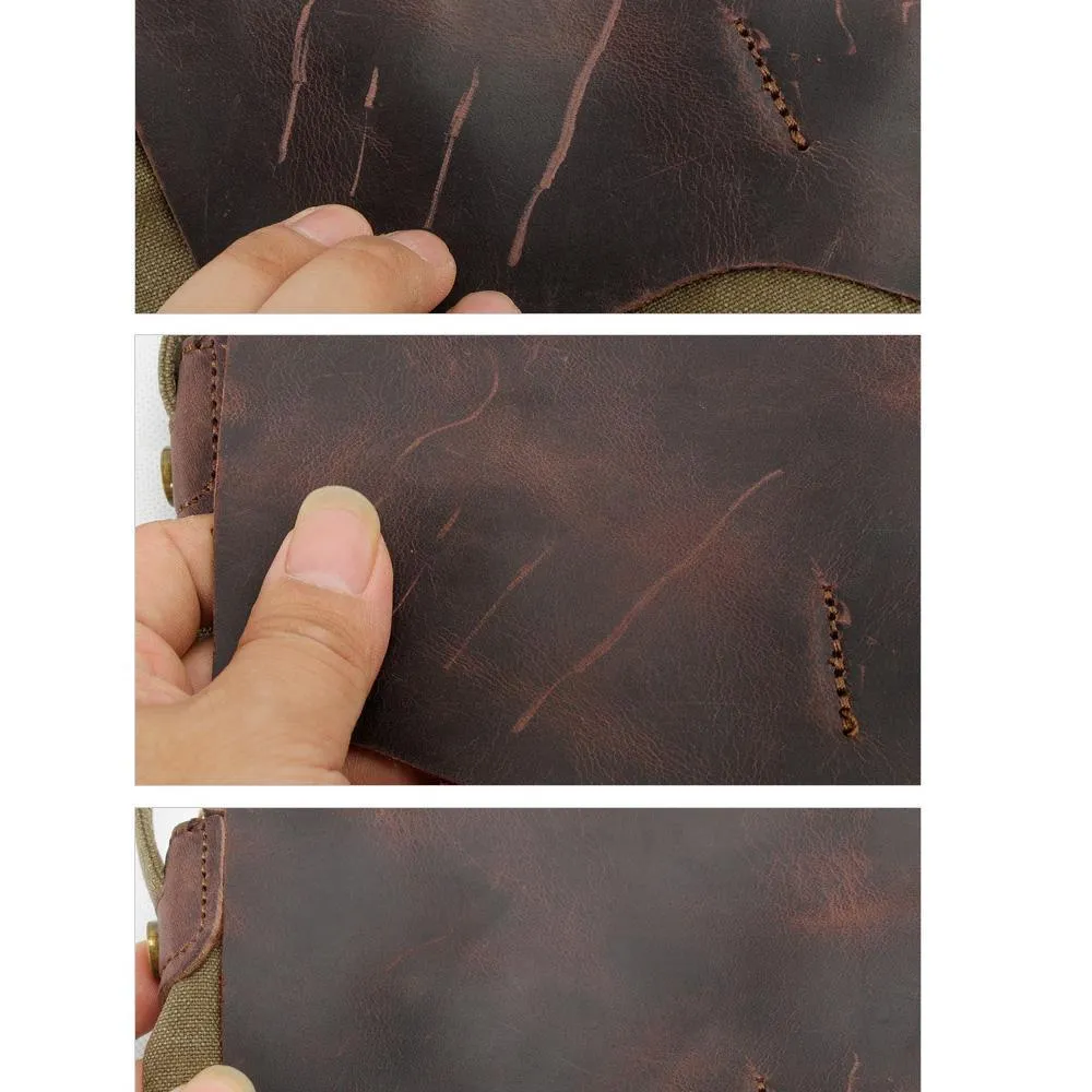 Leather Canvas Backpack 15.6 inch