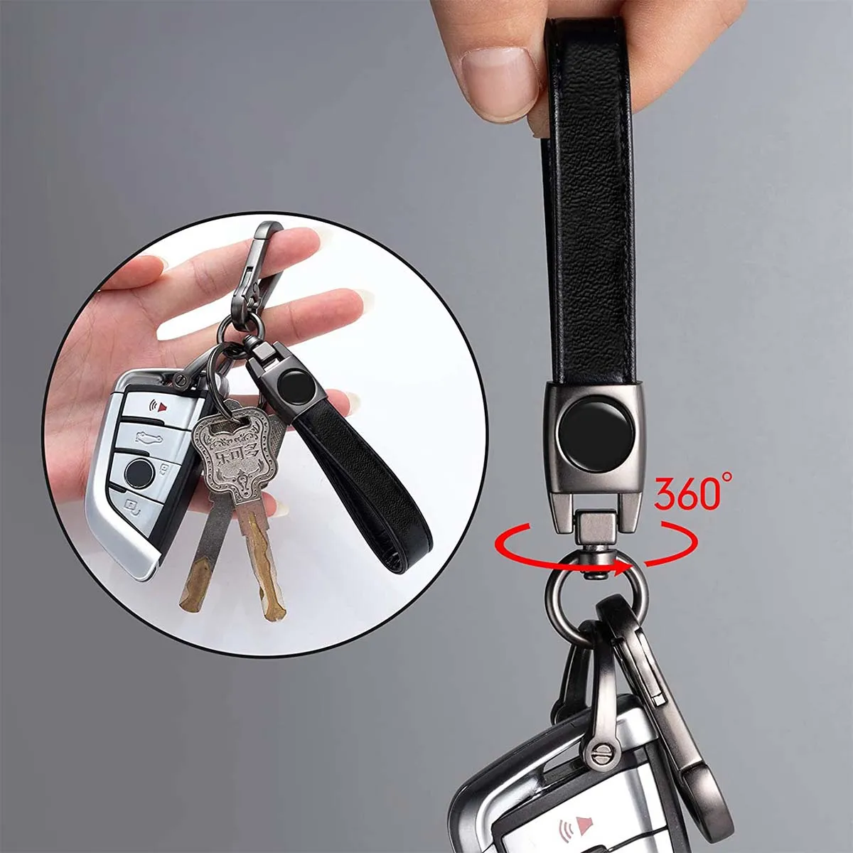 Leather Car Keychain, Custom Fit For Your Cars, Key Chain Keyring Family Present for Man and Woman, Car Accessories MB15986