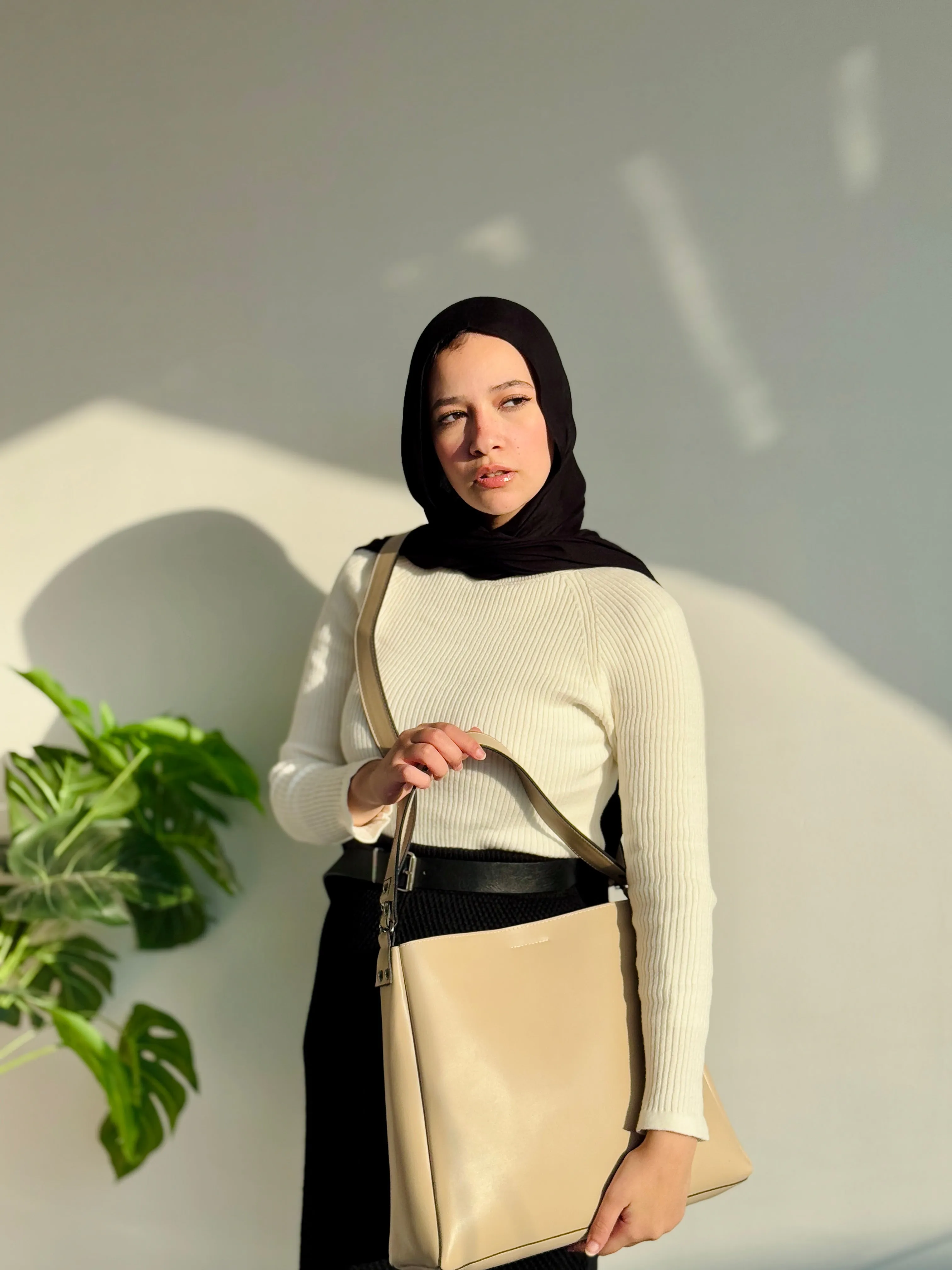 Leather Crossbody Tote Bag