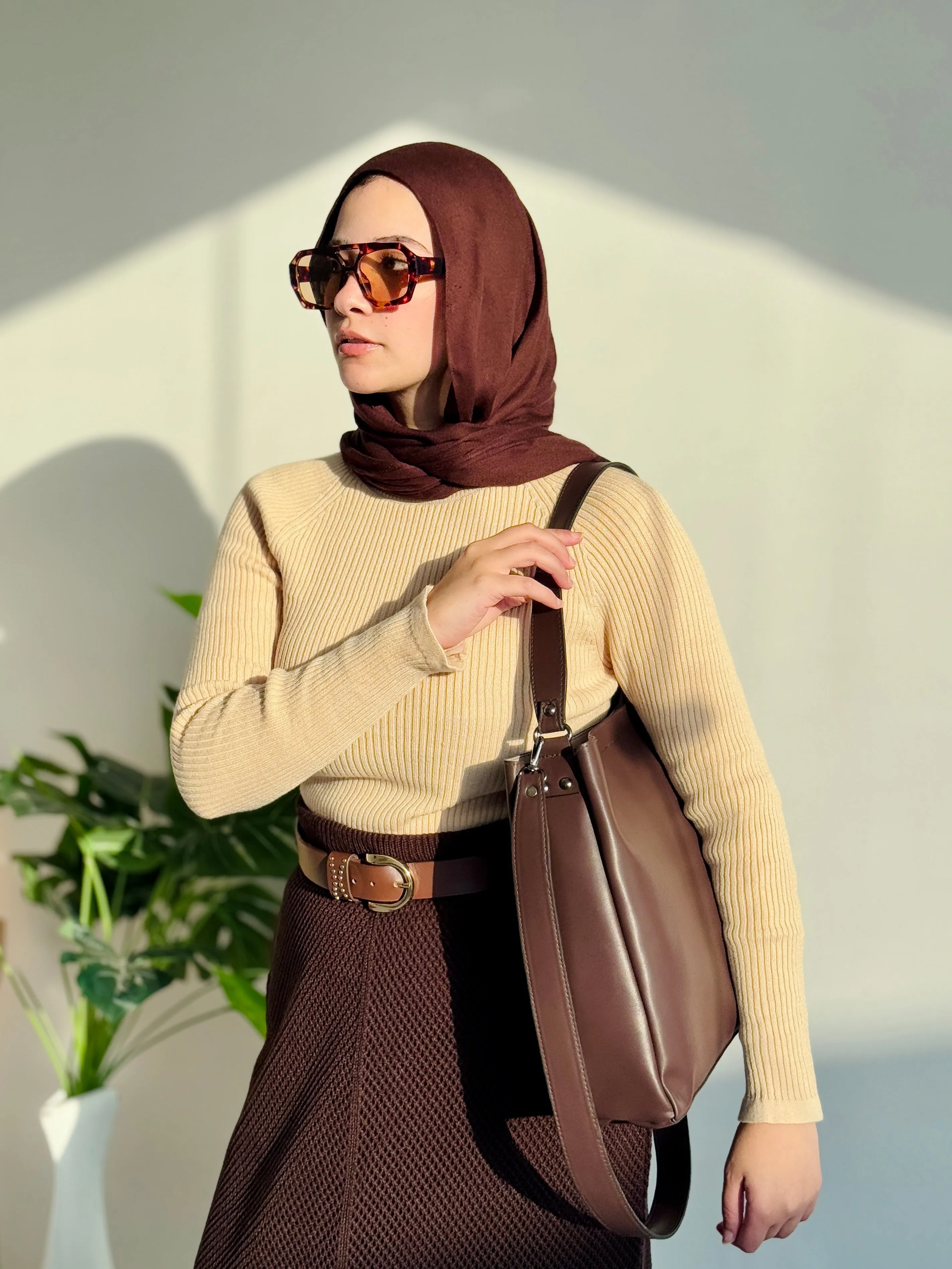 Leather Crossbody Tote Bag