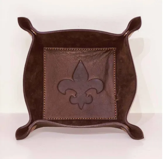 Leather Embossed Valet Tray - Fleur de Lis
