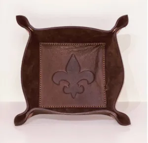 Leather Embossed Valet Tray - Fleur de Lis