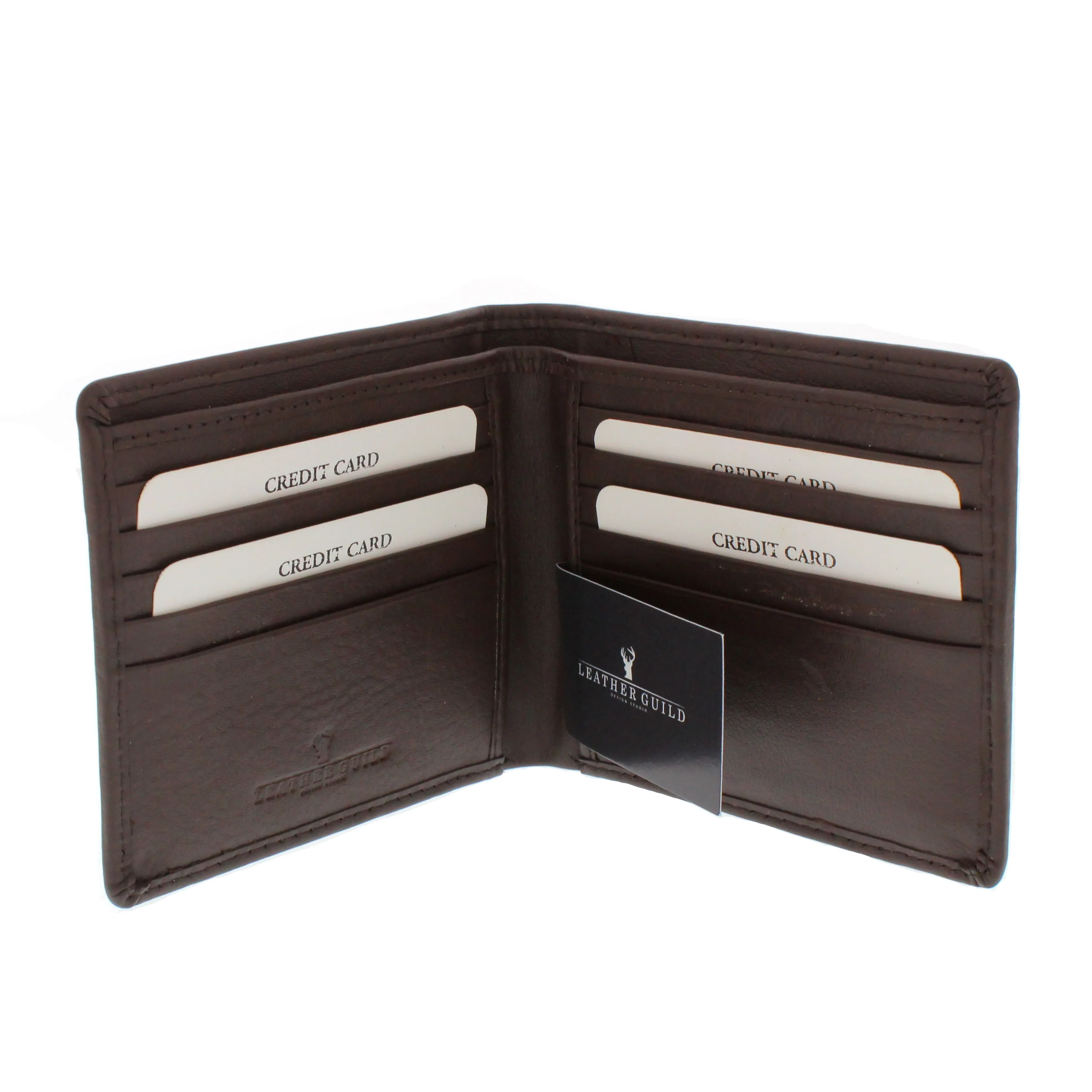 Leather Guild Brown Leather Stag Engraved Wallet