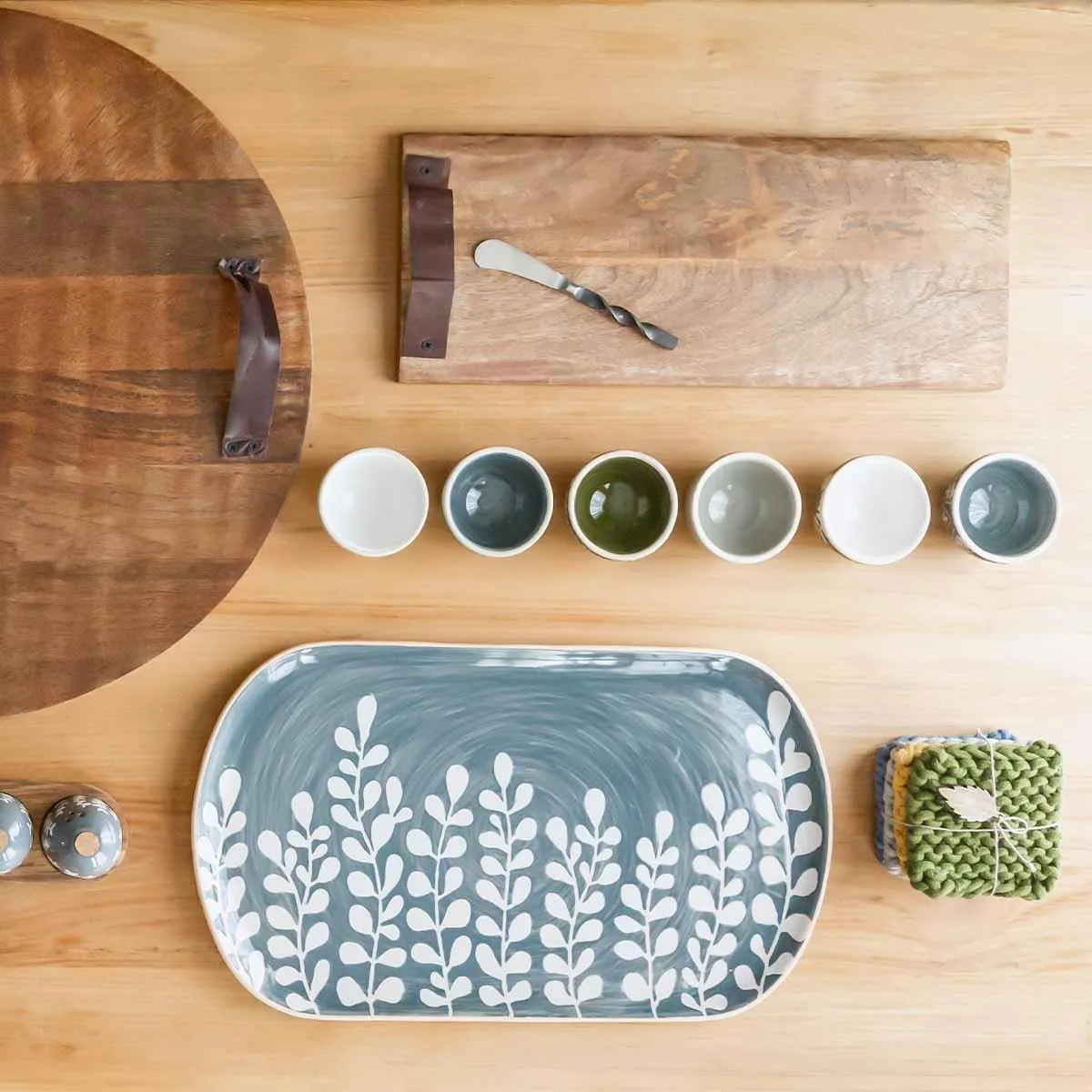 Leather Handle Board Set || Rectangle
