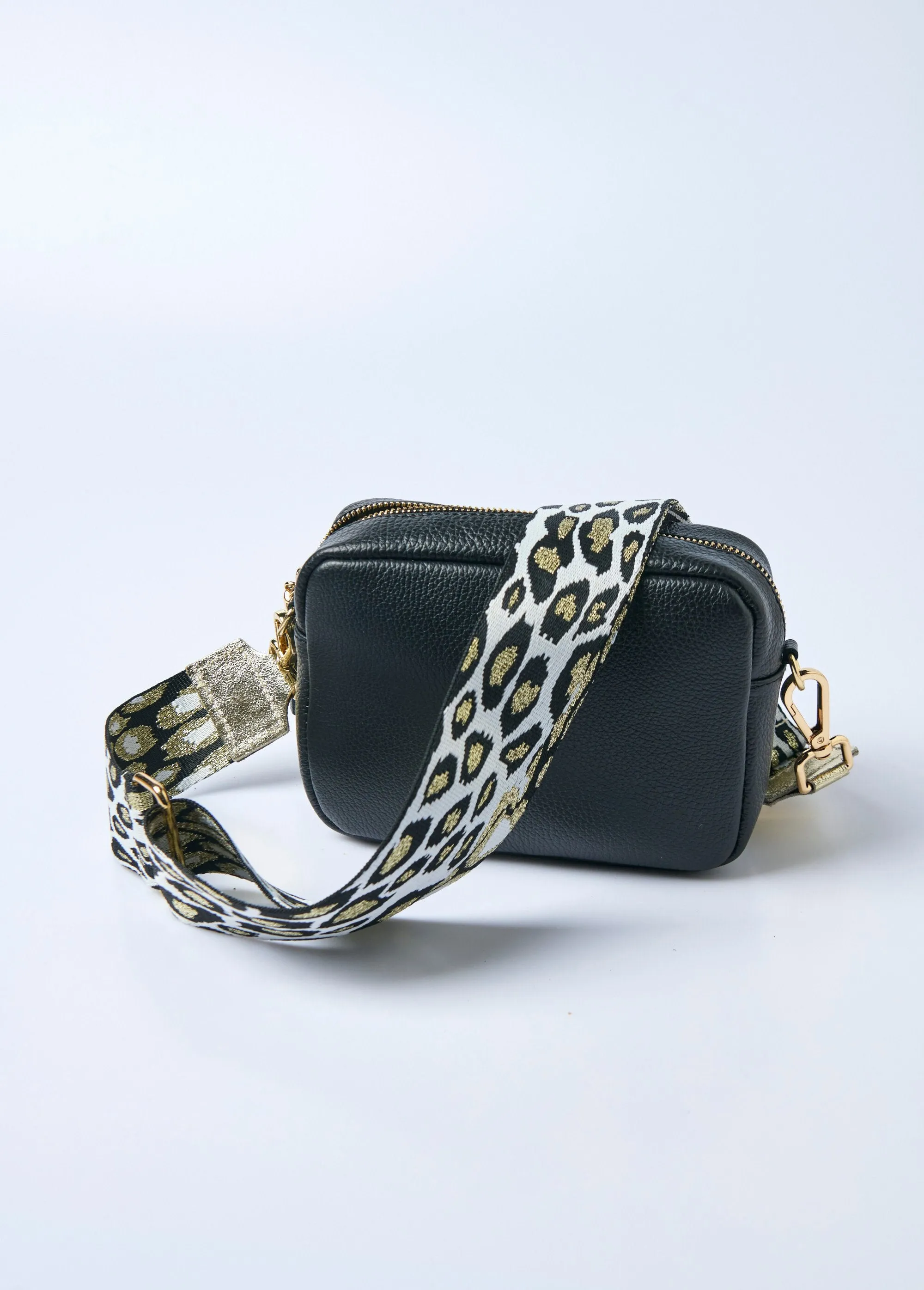 Leopard woven handbag strap
